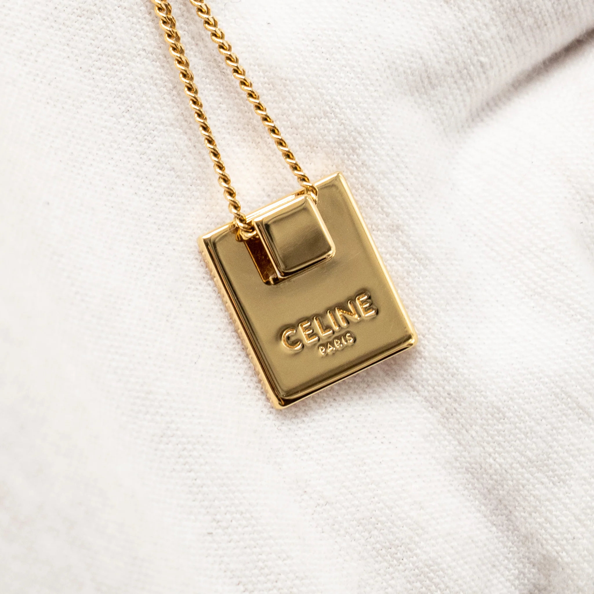 Celine Alphabet C Necklace In Brass Gold Tone - Image 3
