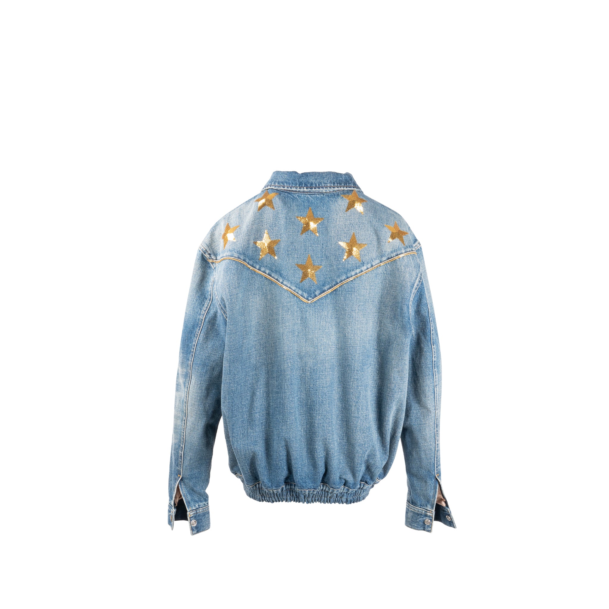 Celine Size M Star Detailed Teddy Denim Jacket Cotton Blue - Image 3