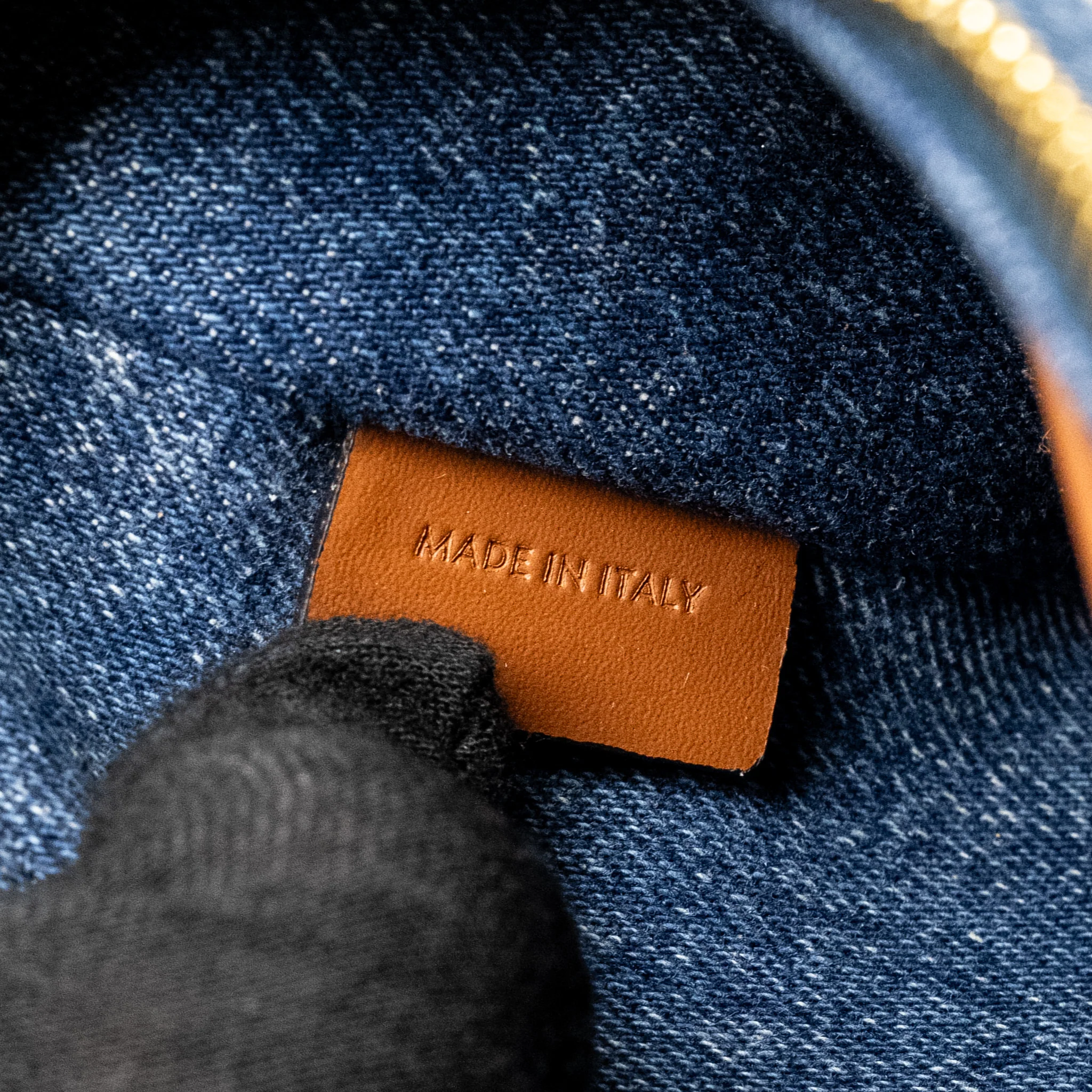 Celine Medium Ava Bag With Triomphe Denim Navy/Tan GHW - Image 15