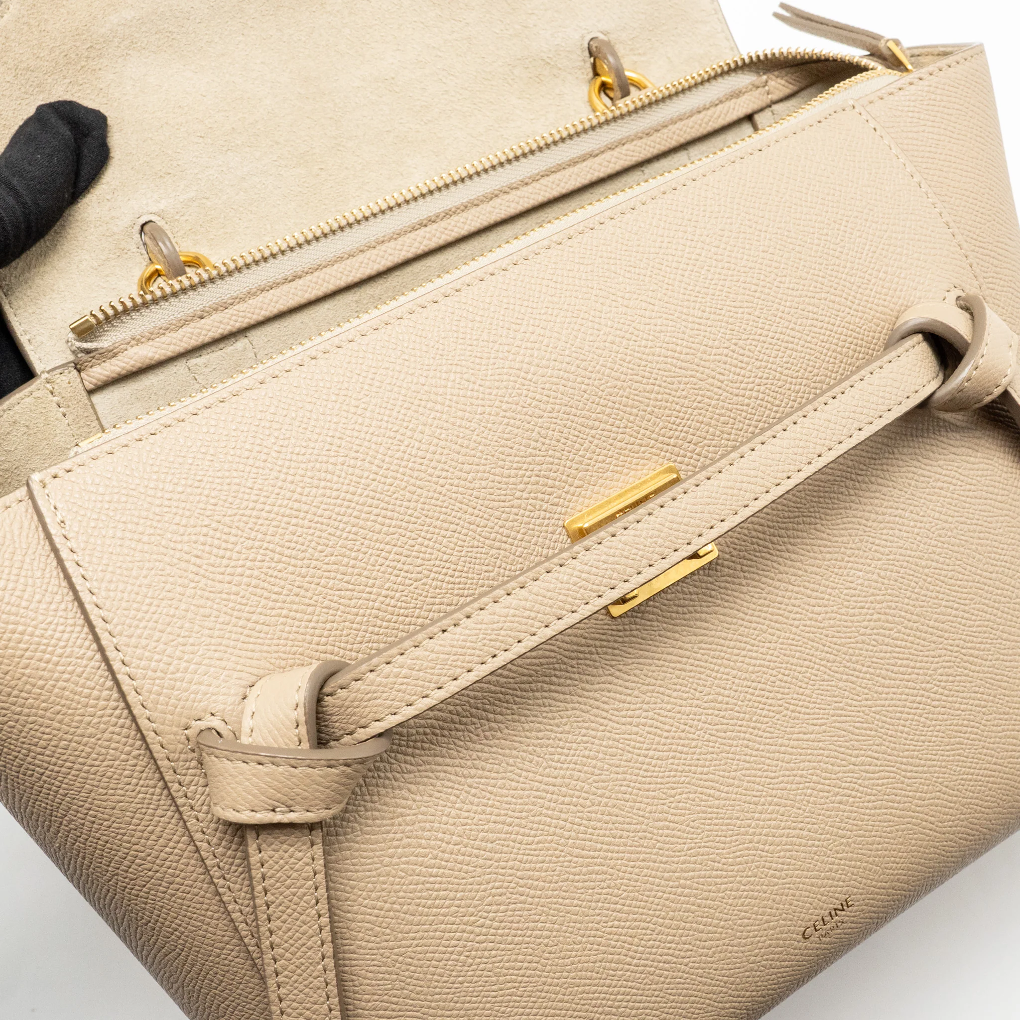 Celine Micro Belt Bag Grained Calfskin Beige GHW - Image 13