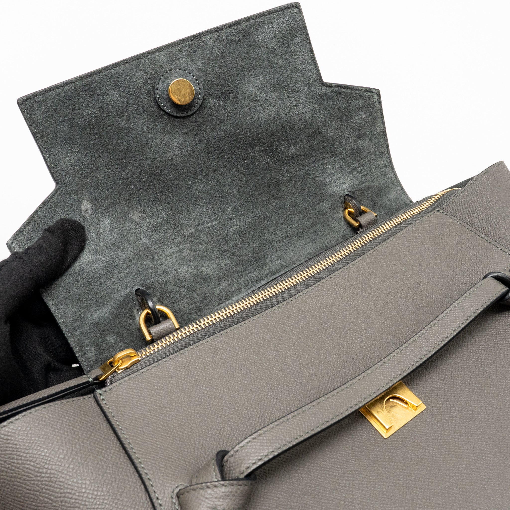 Celine Mini Belt Bag Grained Calfskin Grey GHW - Image 13