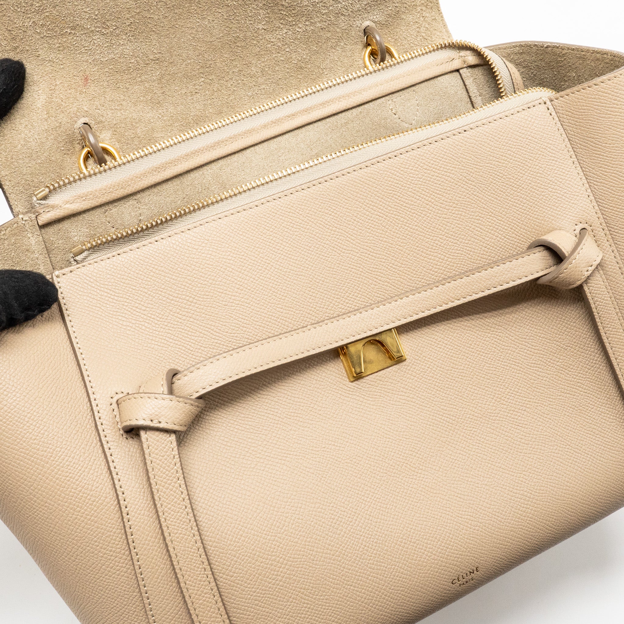 Celine Mini Belt Bag Grained Calfskin Light Taupe GHW - Image 13