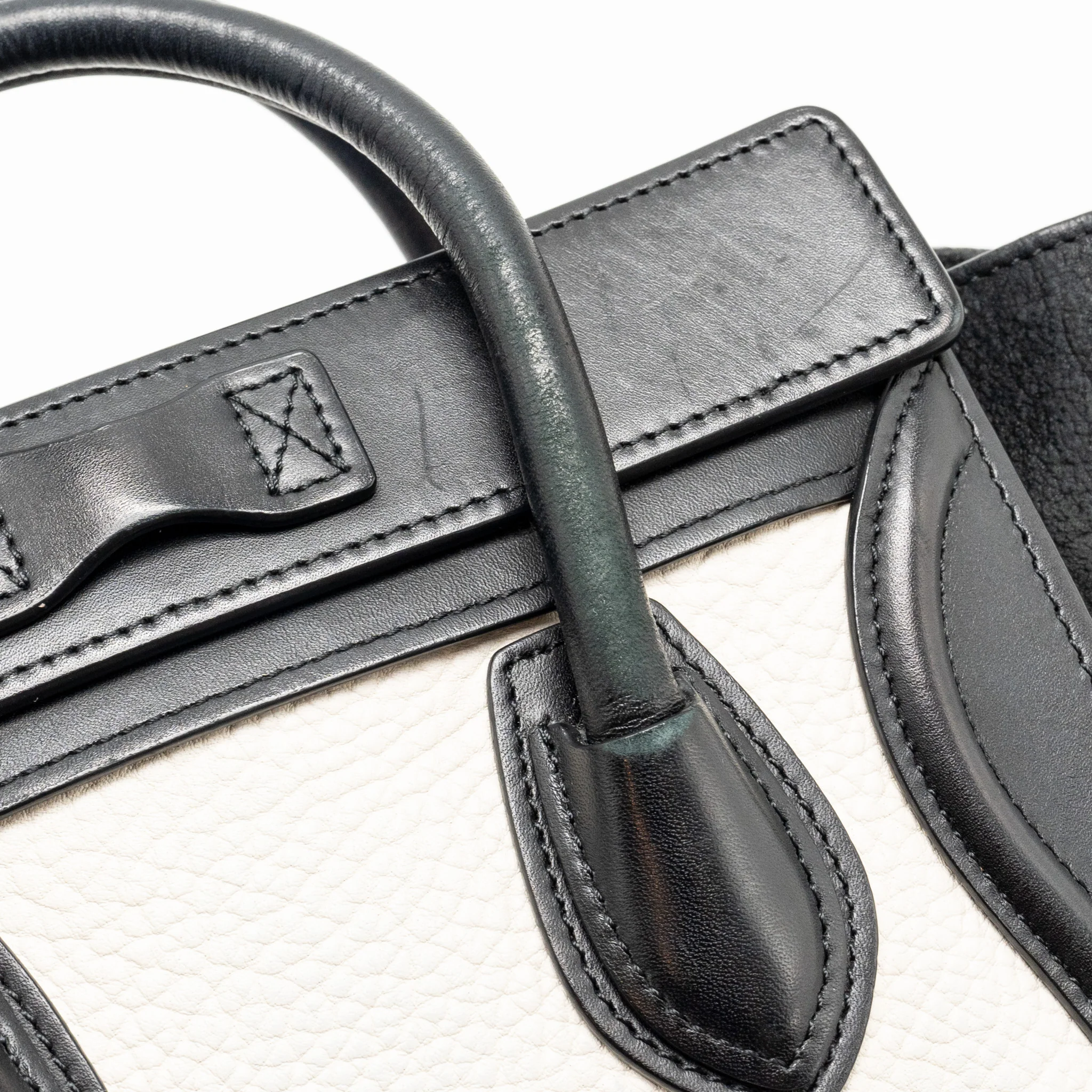 Celine Nano Luggage bag calfskin black / white GHW - Image 14