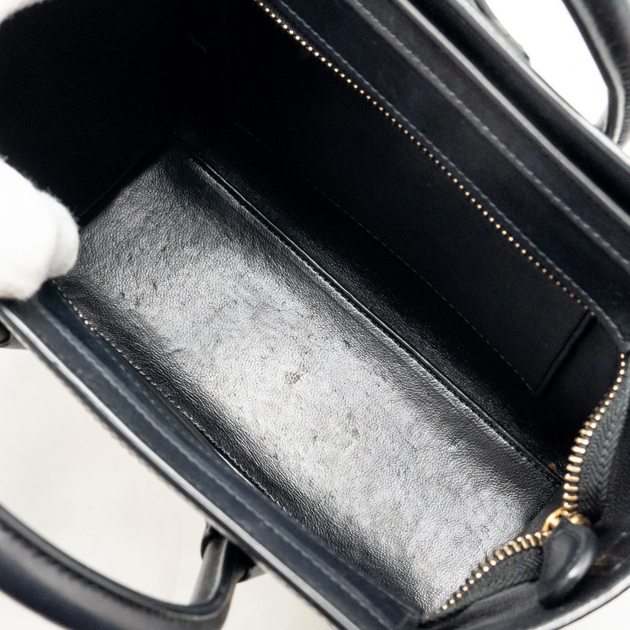 Celine Nano Luggage bag calfskin black / white GHW - Image 16