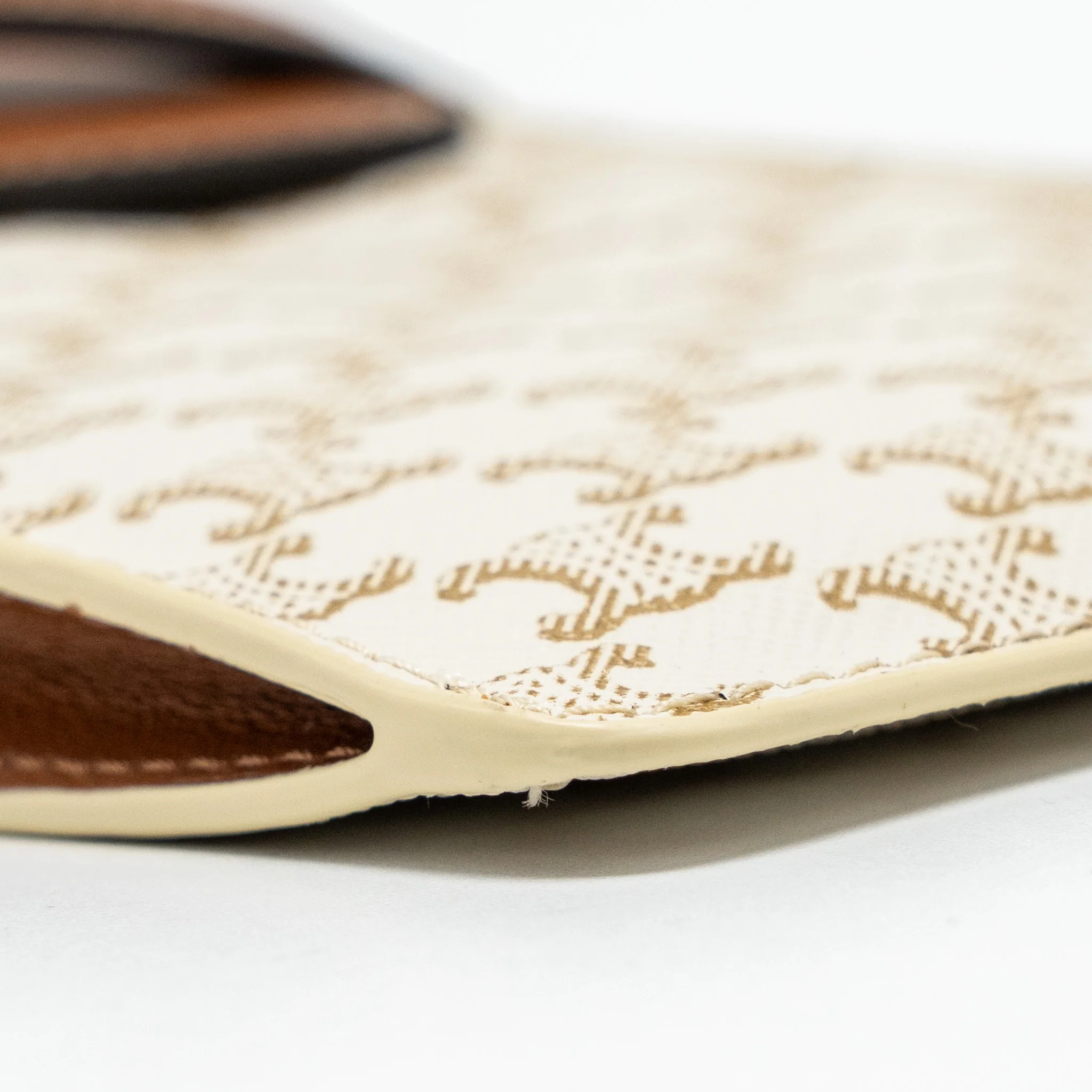 Celine Phone Pouch with Flap Triomphe Canvas /Lambskin White/Tan - Image 6