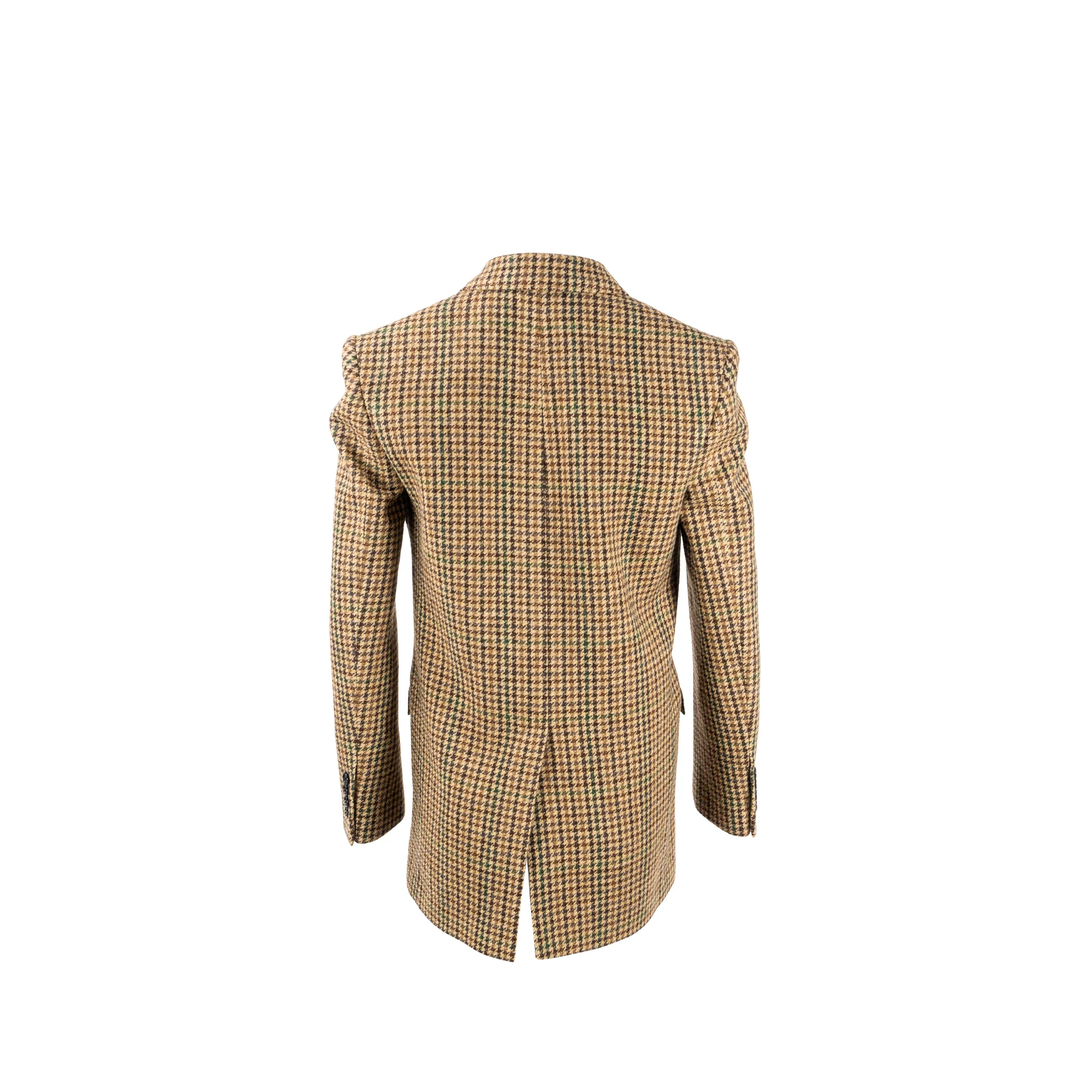 Celine Size 34 Houndstooth Blazer Wool Brown/Green - Image 3