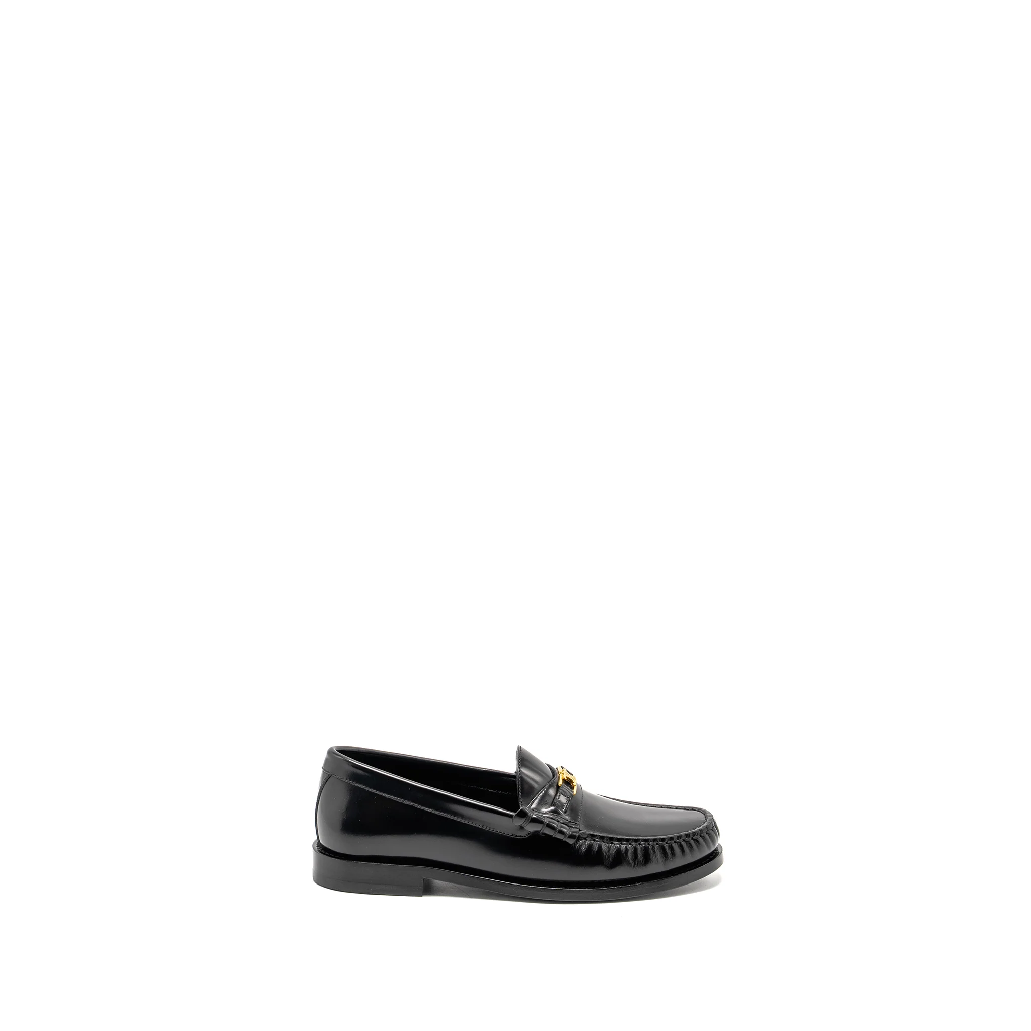 Celine Size 37 Triomphe Loafer Polished Calfskin Black GHW - Image 6