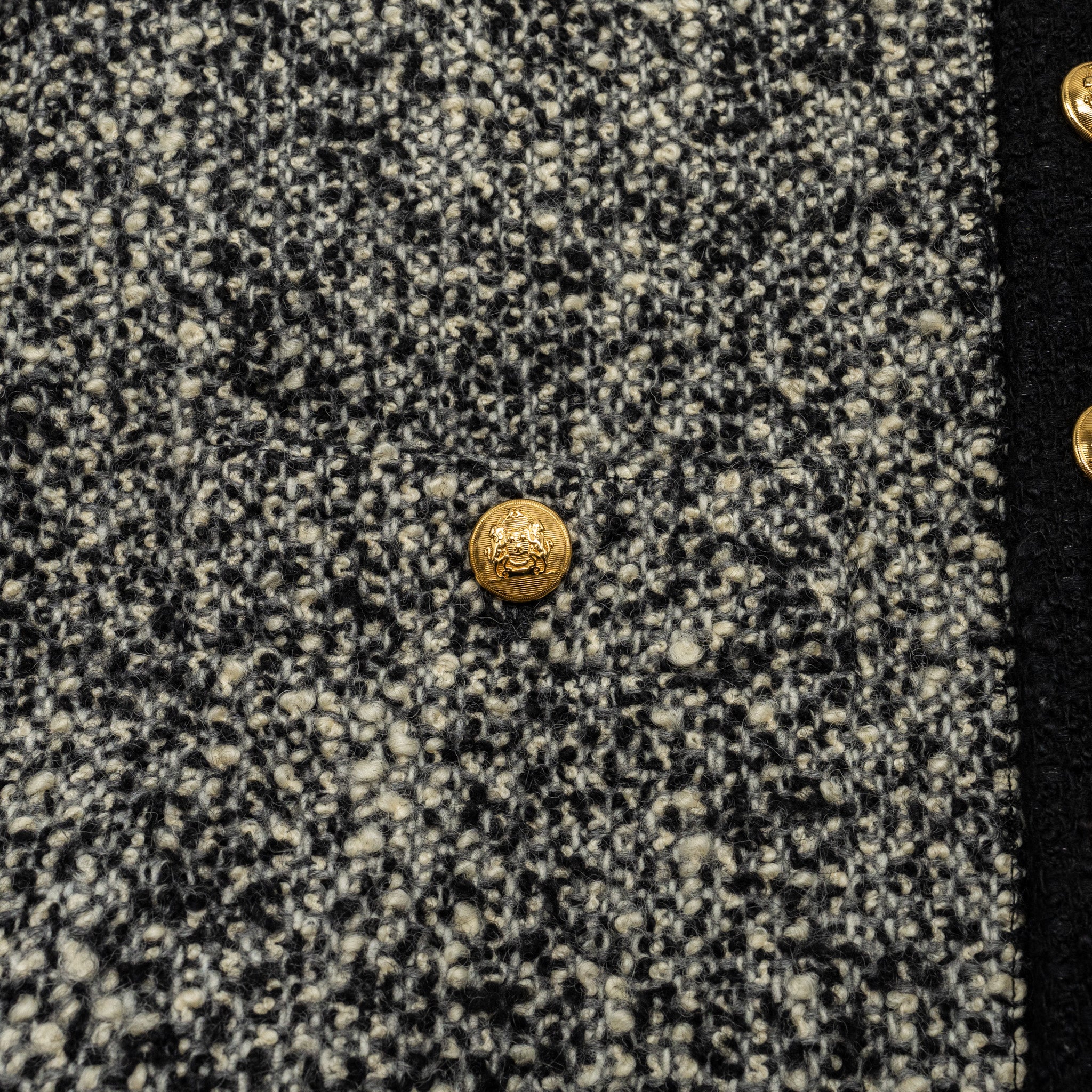 Celine Size 40 Tweed Button Jacket Wool/Polyamide Black/grey - Image 7