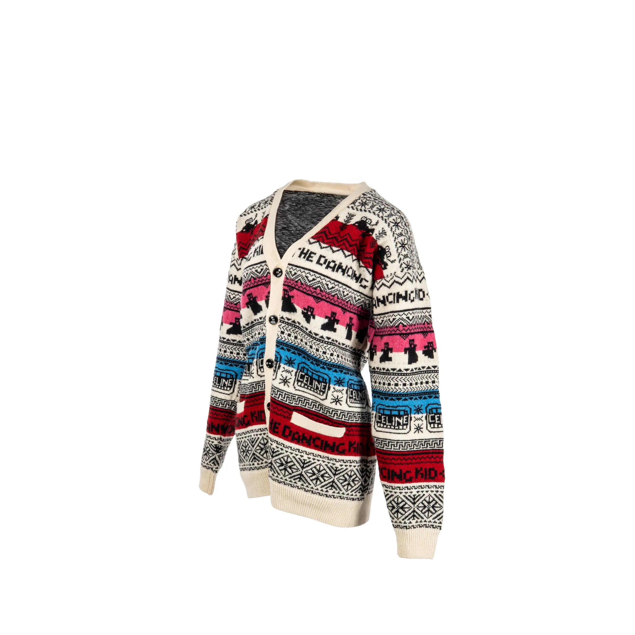 Celine Size S The Dancing Kid Knit Cardigan Wool Multicolour - Image 3