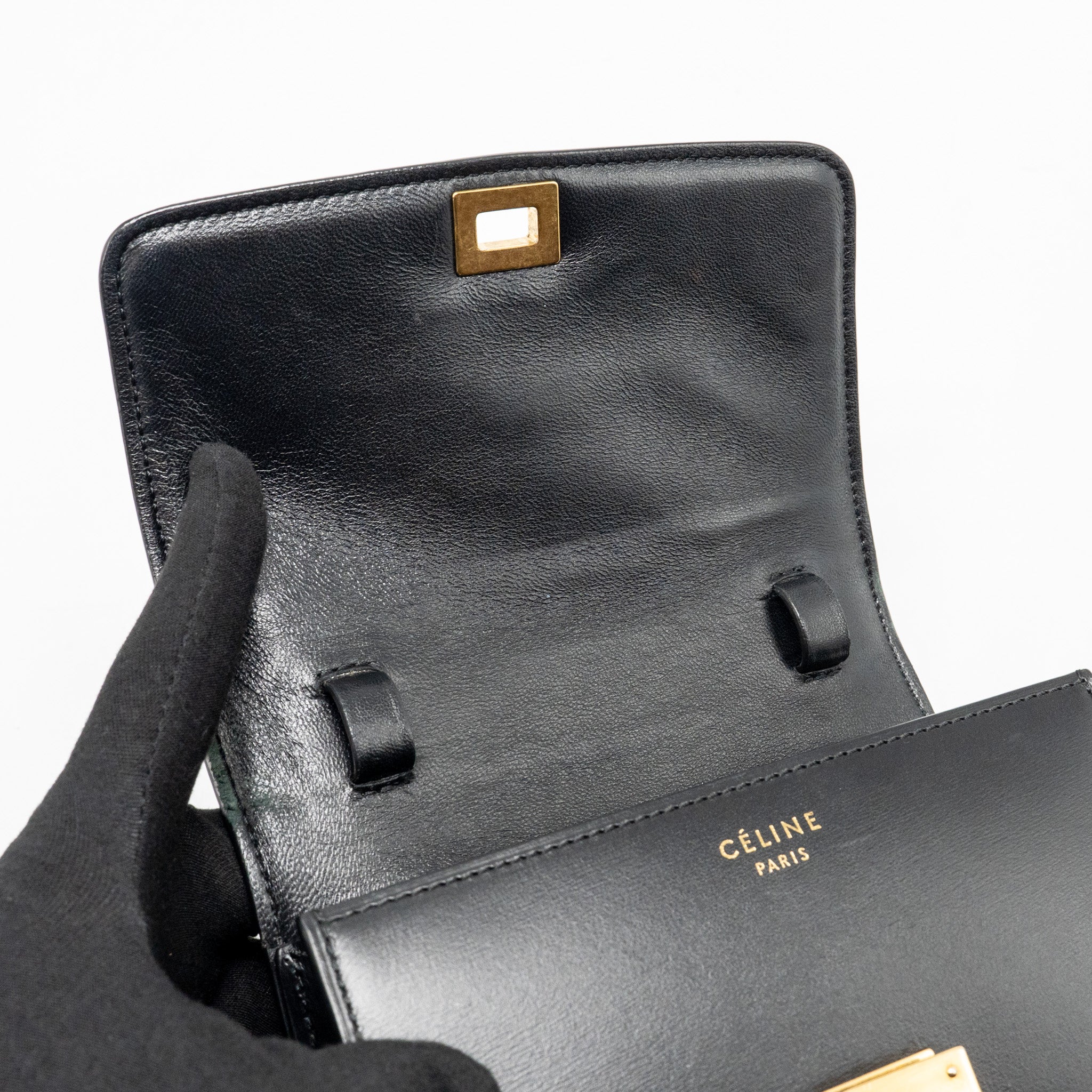 Celine Mini Classic Box Bag Calfskin Black GHW - Image 16