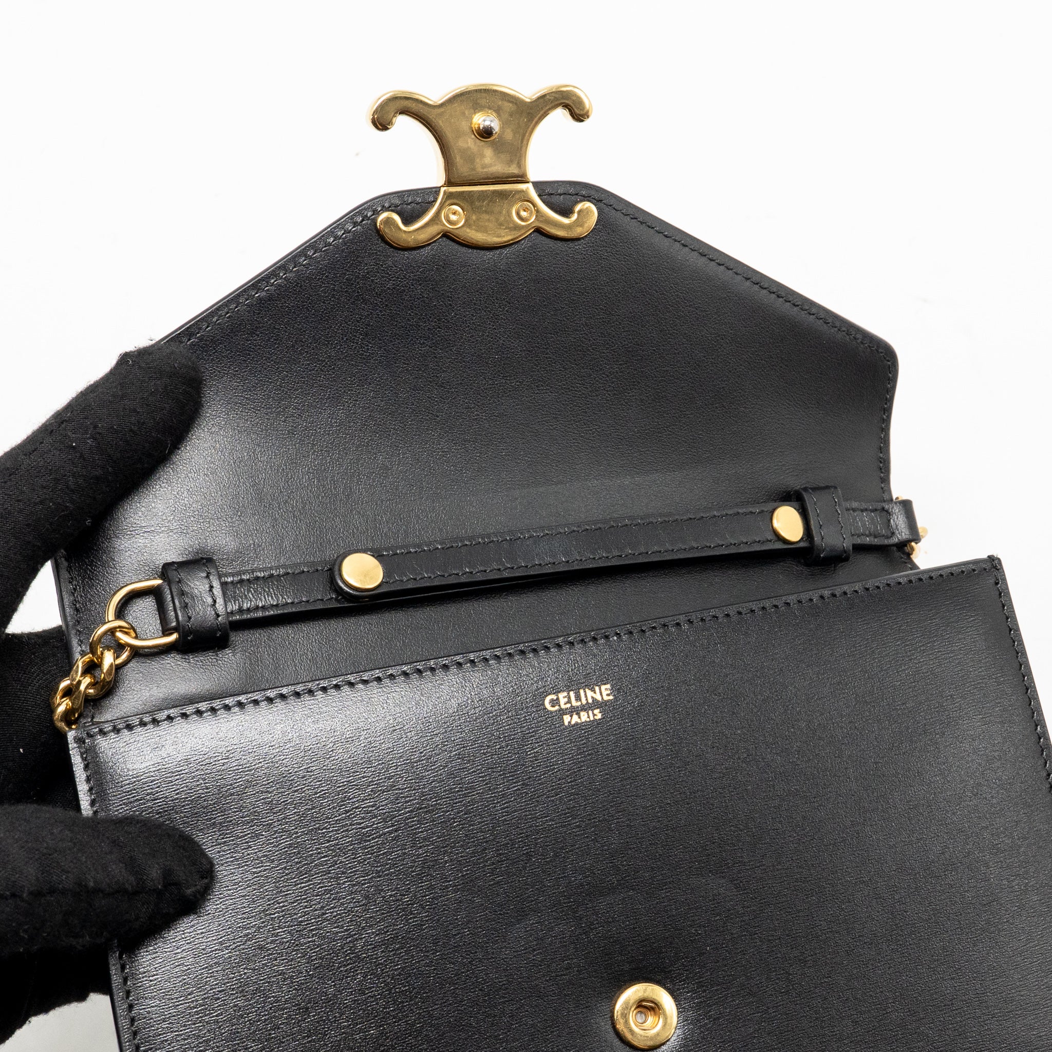 Celine Wallet on Chain Margo Shiny Calfskin Black GHW - Image 12