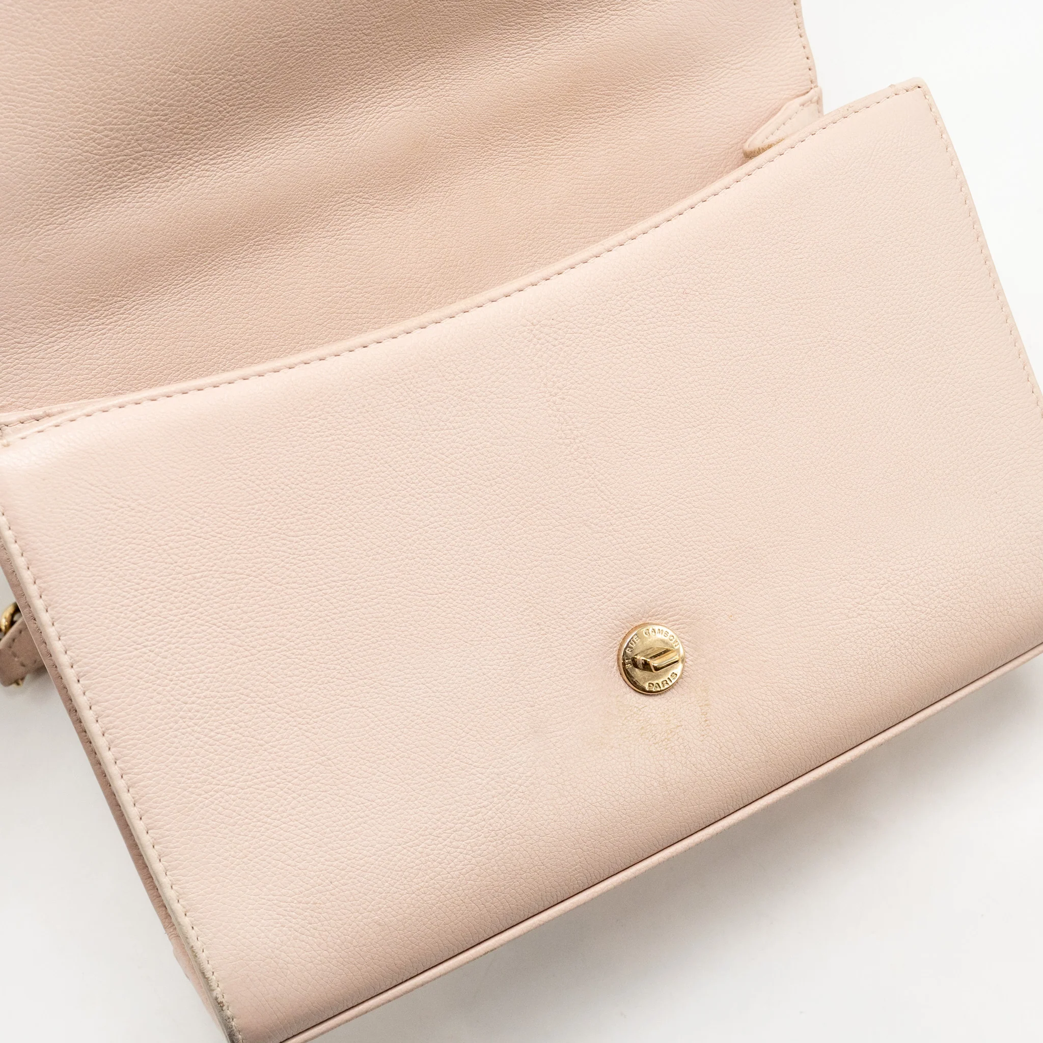 Chanel 17C Click Label Shoulder Bag Calfskin Light Pink LGHW - Image 16