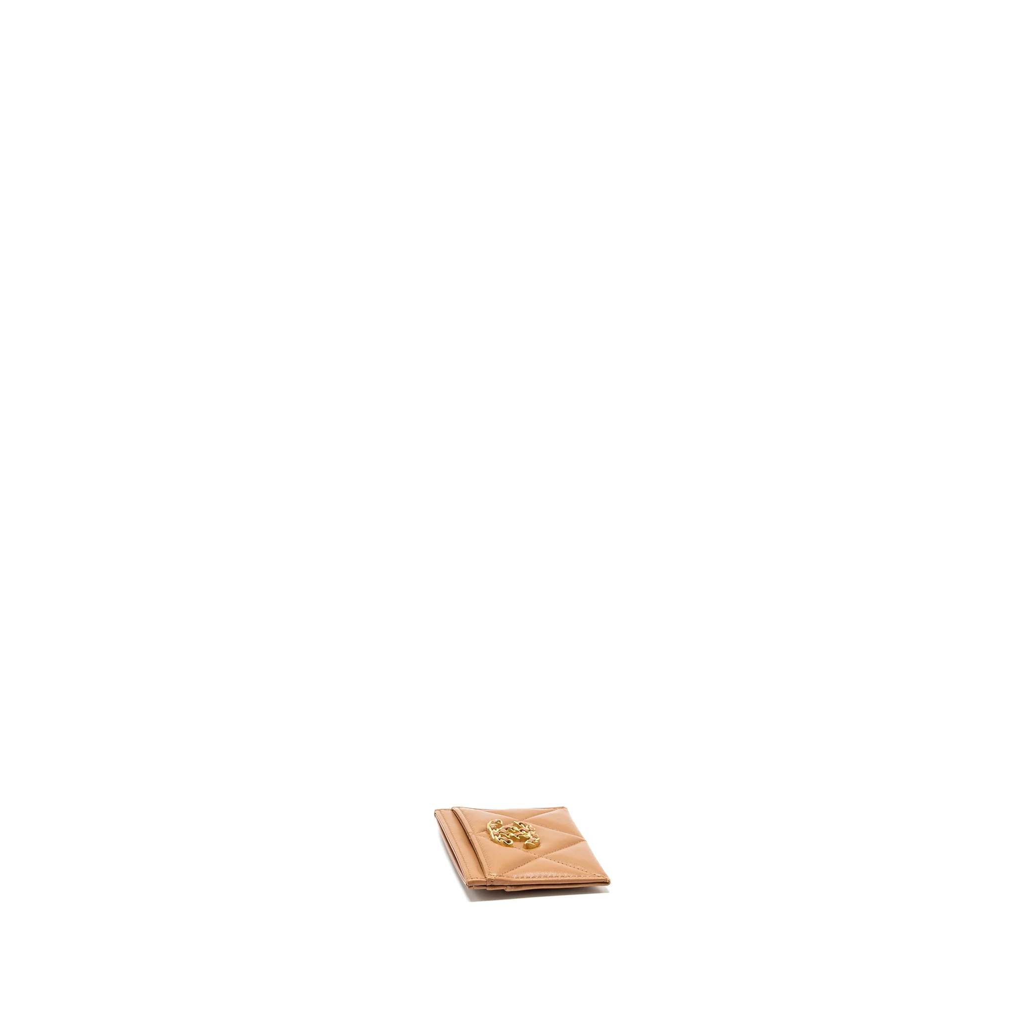 Chanel 19 Card Holder Lambskin Caramel GHW (Microchip) - Image 3