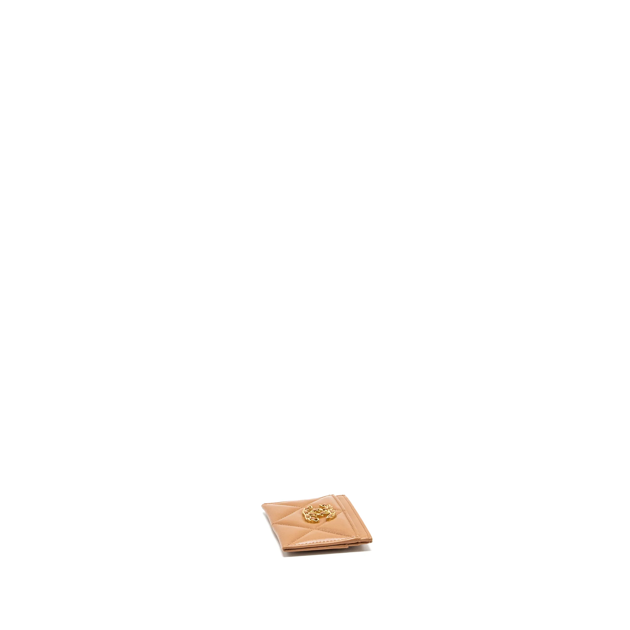 Chanel 19 Card Holder Lambskin Caramel GHW (Microchip) - Image 4