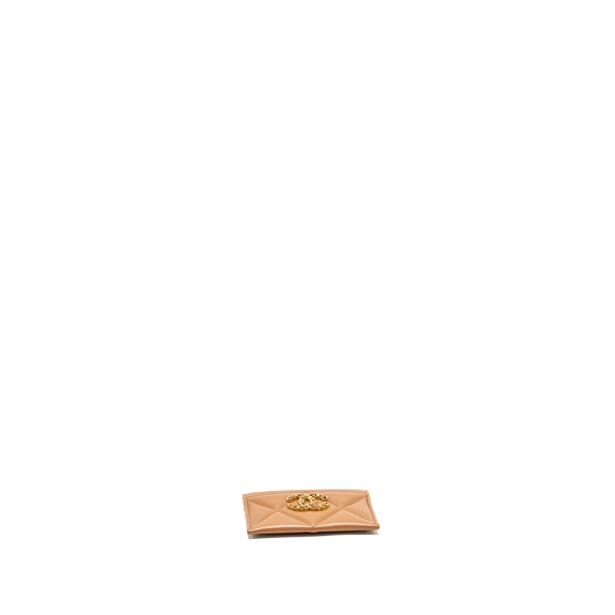 Chanel 19 Card Holder Lambskin Caramel GHW (Microchip) - Image 5