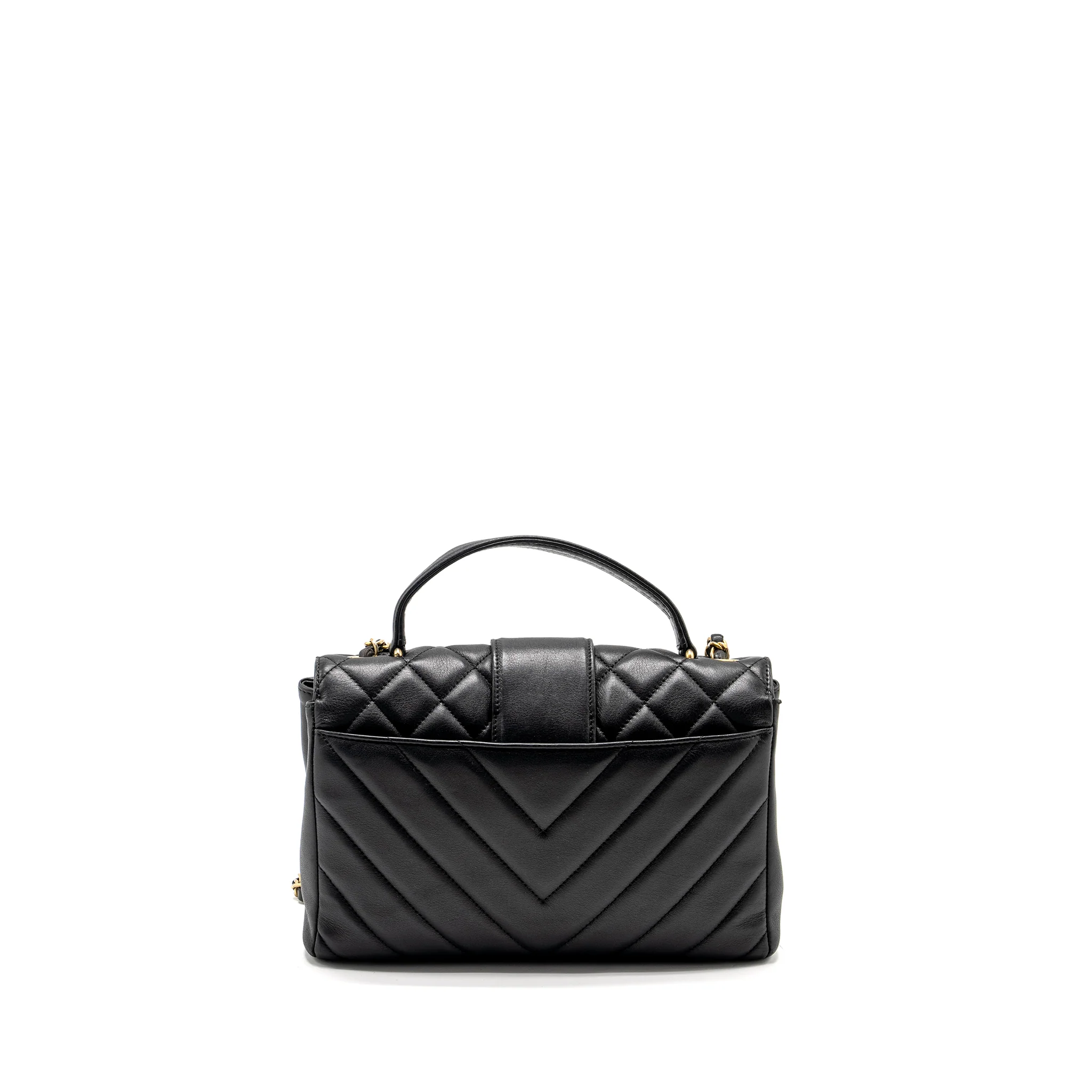 Chanel 19B In The City Top Handle Flap Bag Quilted Chevron Calfskin Black GHW - Image 2