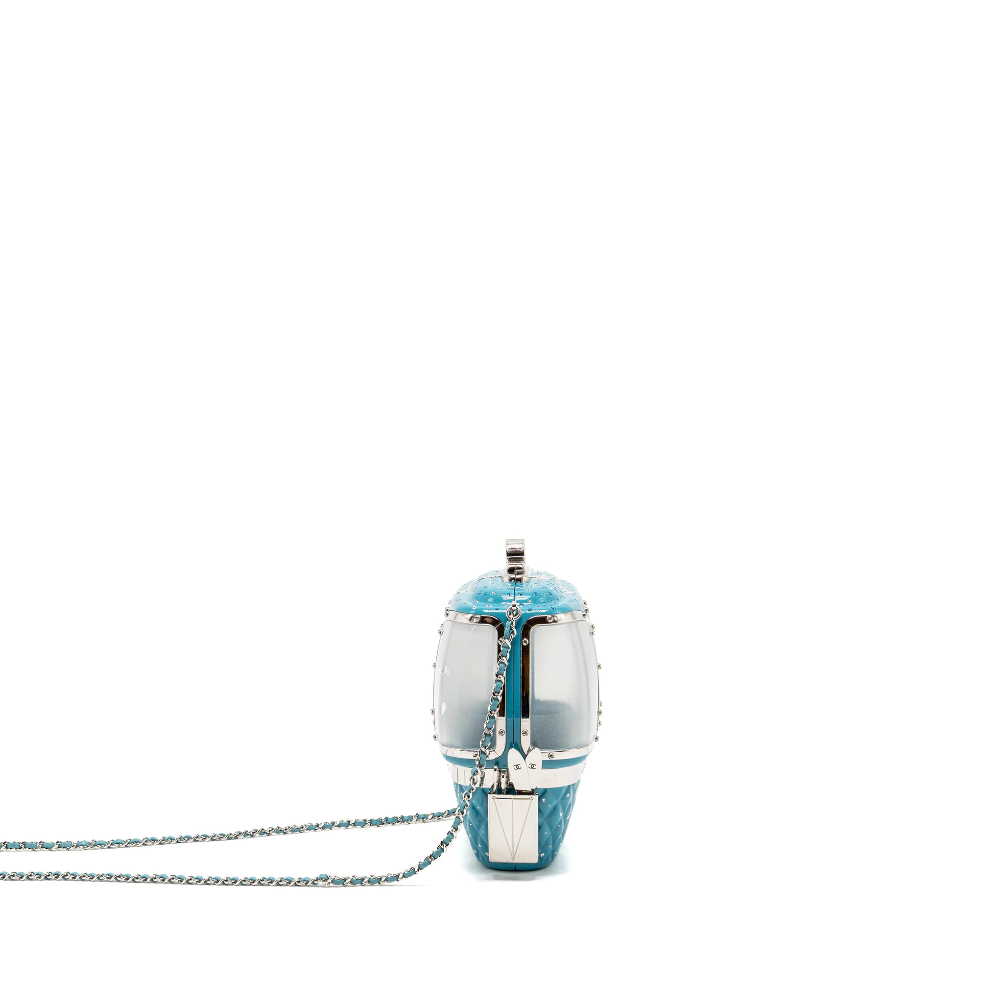 Chanel 19K Minaudiere limited snow gondola clutch evening bag acrylic plastic blue SHW - Image 3