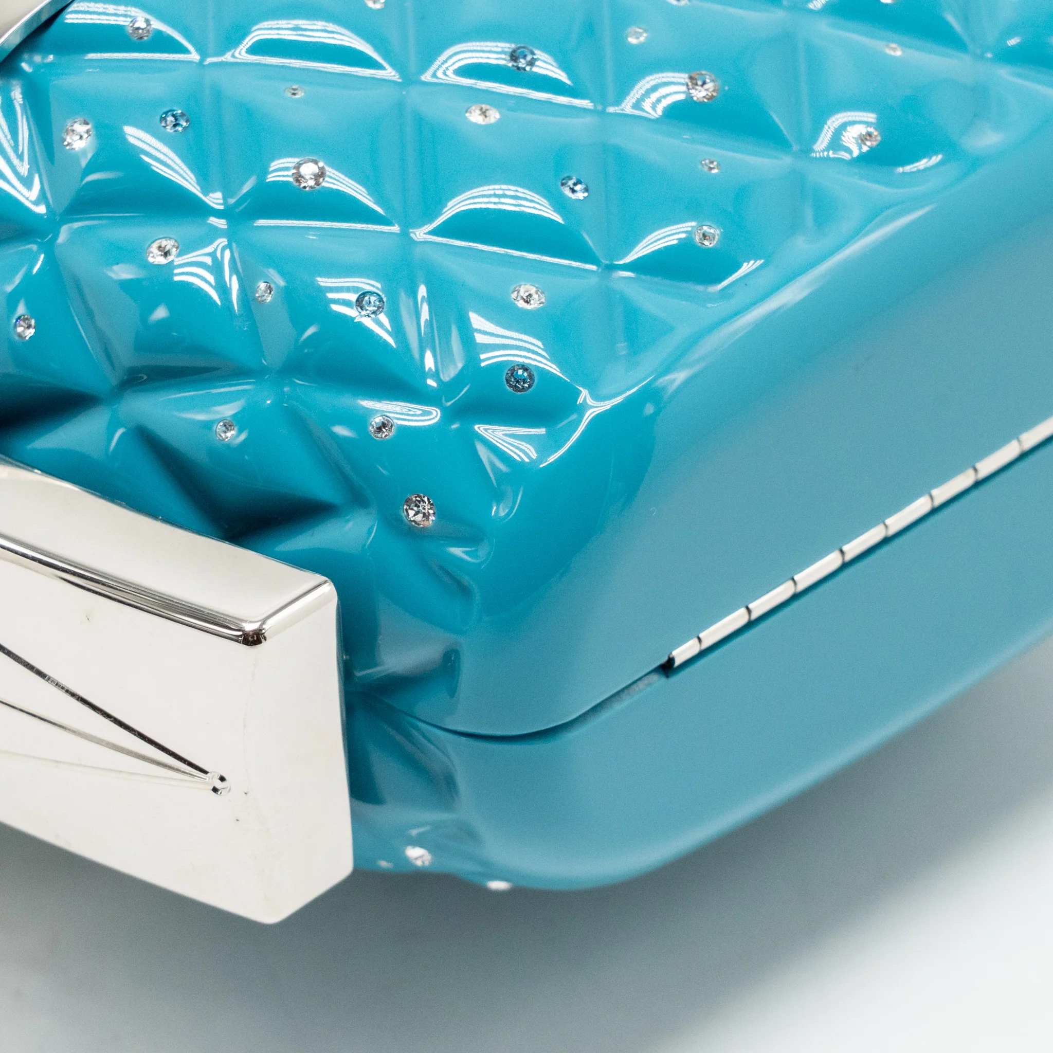 Chanel 19K Minaudiere limited snow gondola clutch evening bag acrylic plastic blue SHW - Image 9