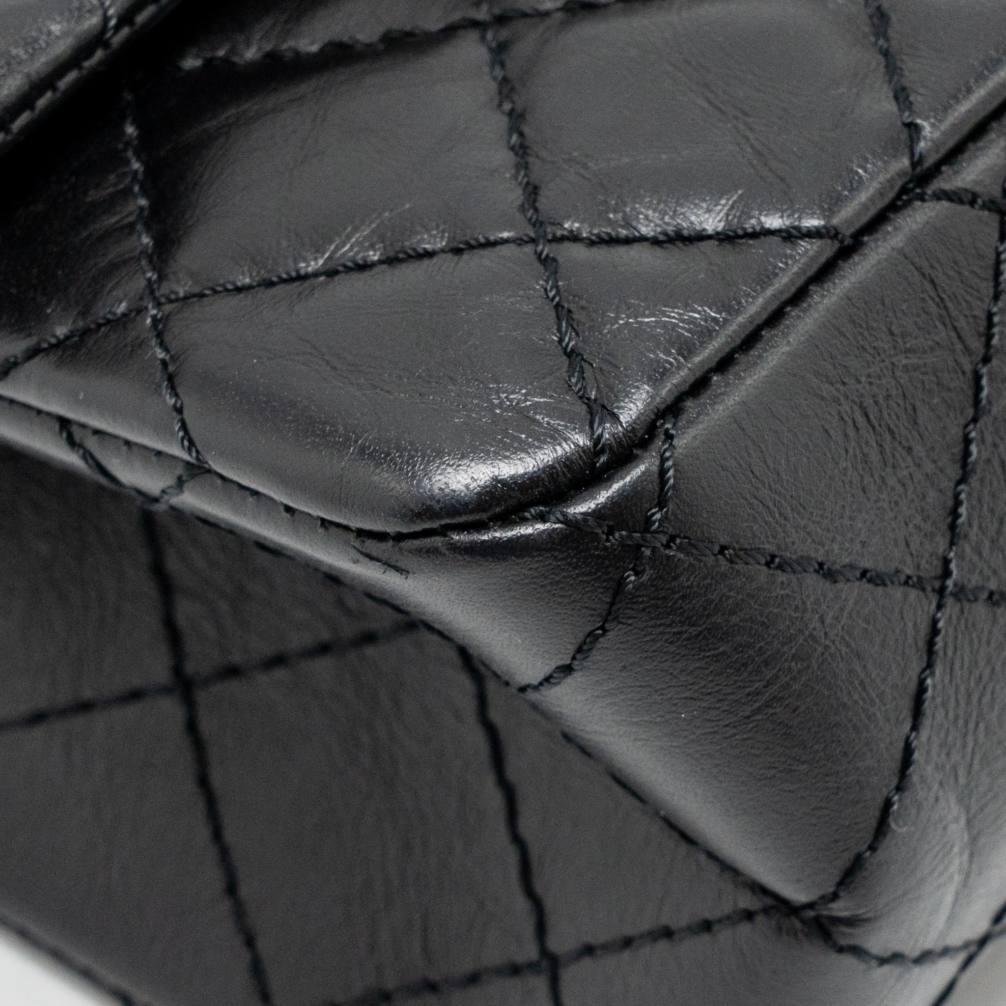 Chanel Small 2.55 Reissue Flap Bag Aged Calfskin Black Ruthenium Silver Hardware - Image 11