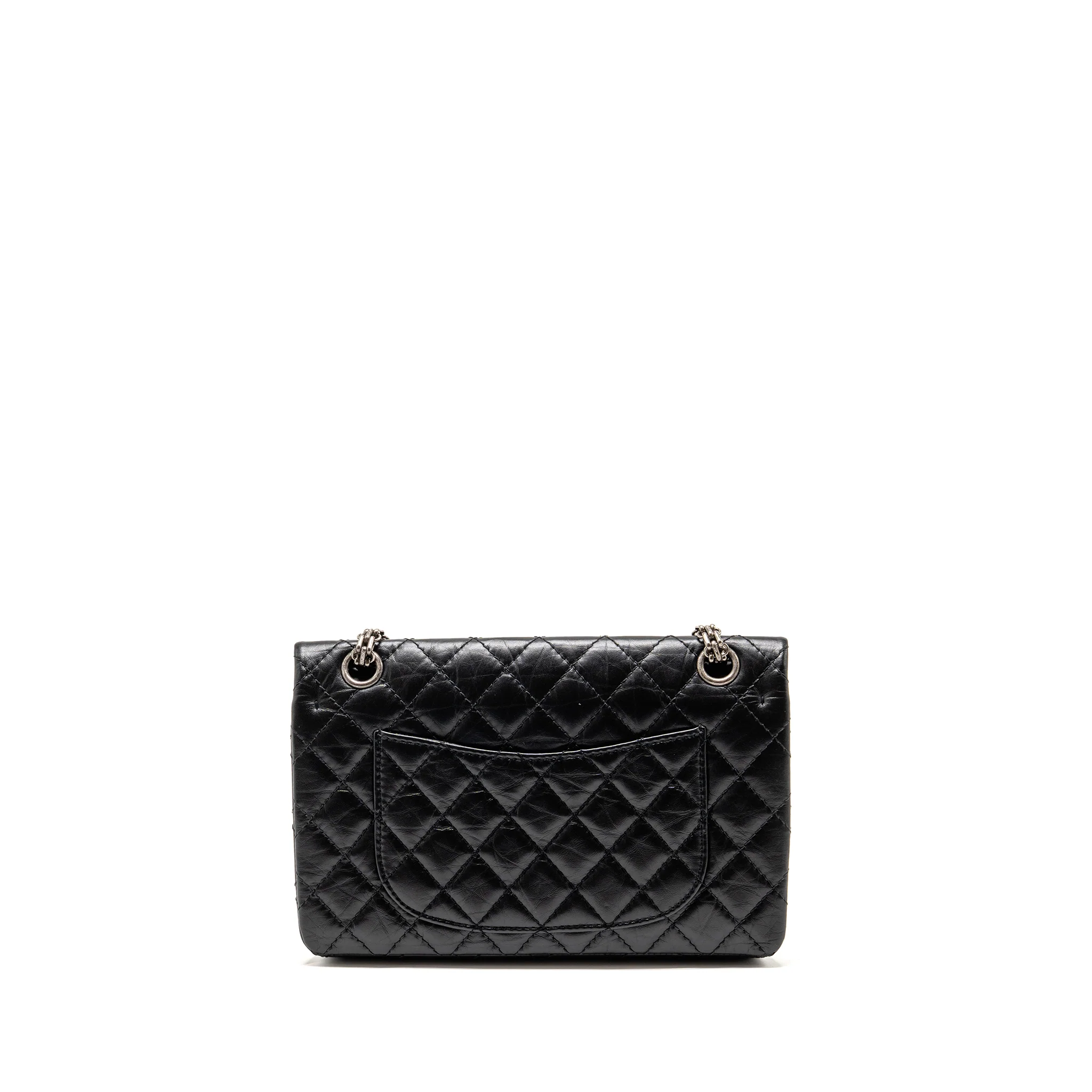 Chanel Small 2.55 Reissue Flap Bag Aged Calfskin Black Ruthenium Silver Hardware - Image 2