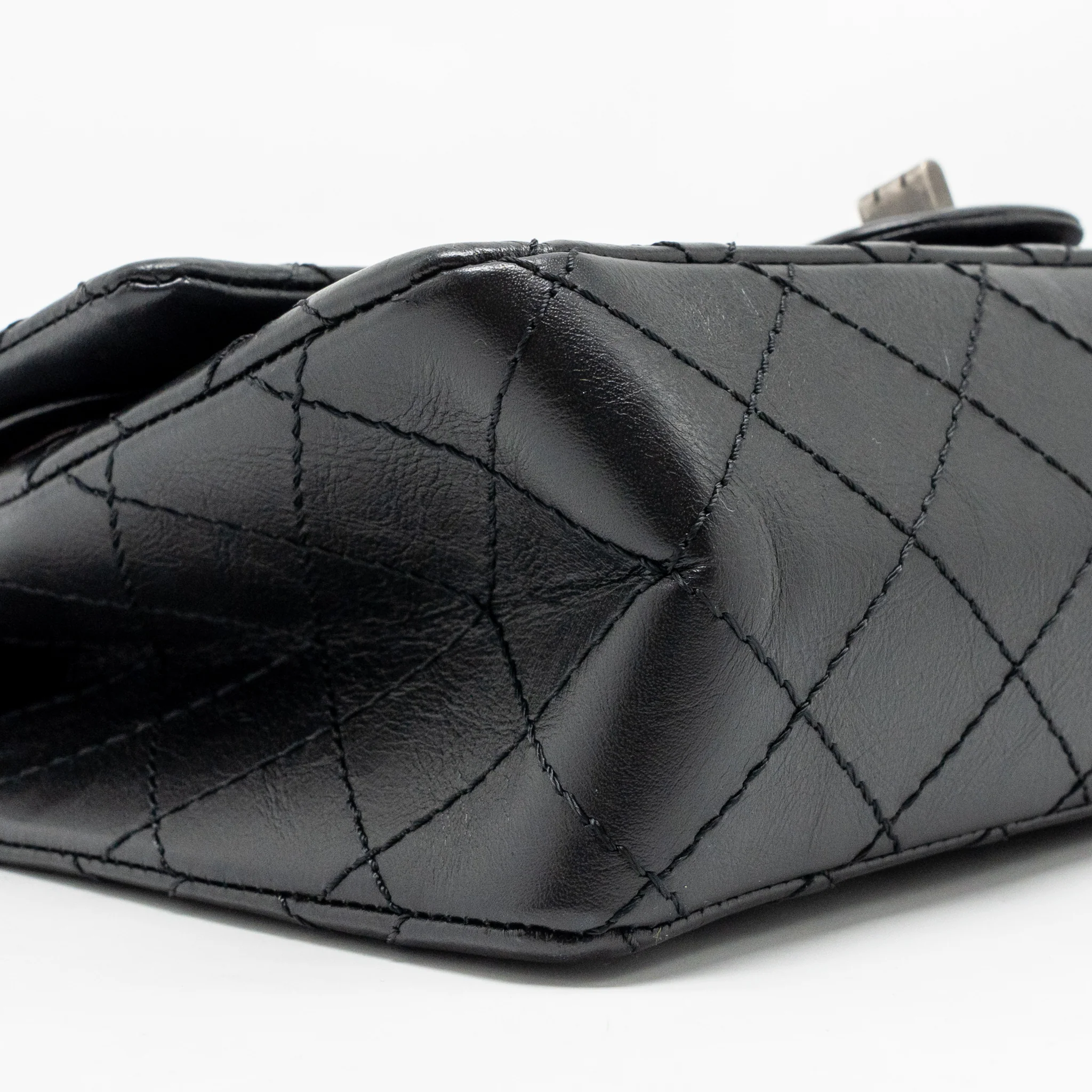 Chanel Small 2.55 Reissue Flap Bag Aged Calfskin Black Ruthenium Silver Hardware - Image 7
