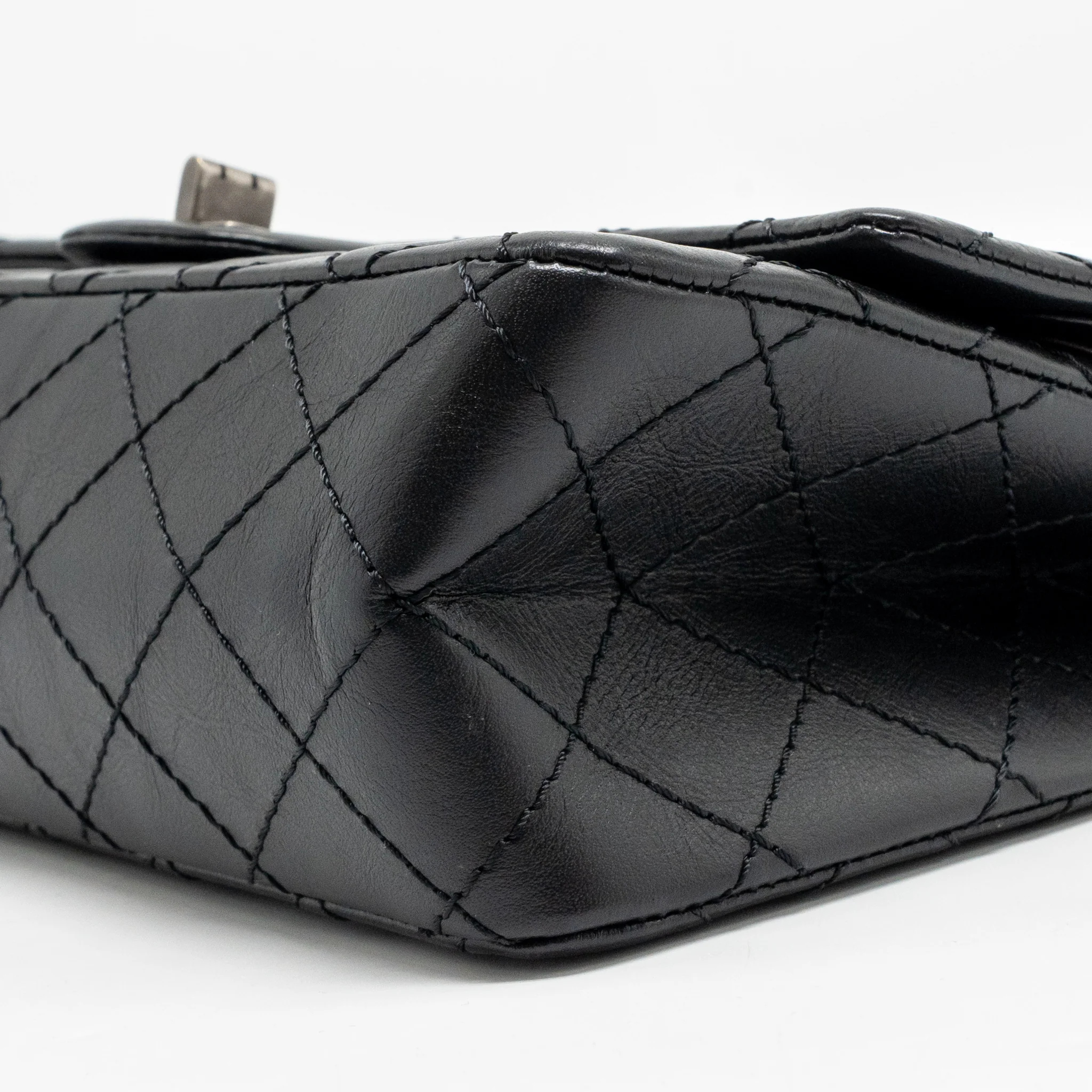 Chanel Small 2.55 Reissue Flap Bag Aged Calfskin Black Ruthenium Silver Hardware - Image 8