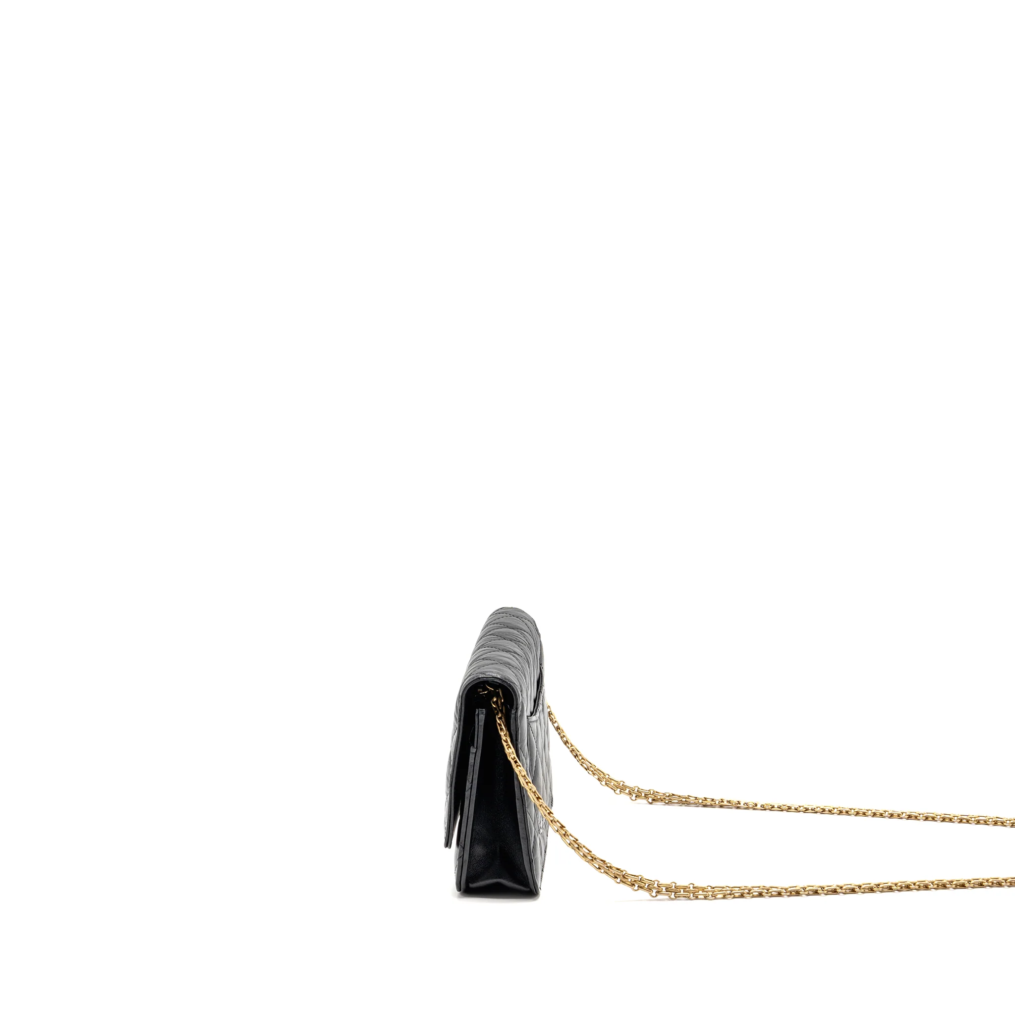 Chanel 2.55 Wallet On Chain Aged Calfskin Black Brushed GHW (microchip) - Image 4