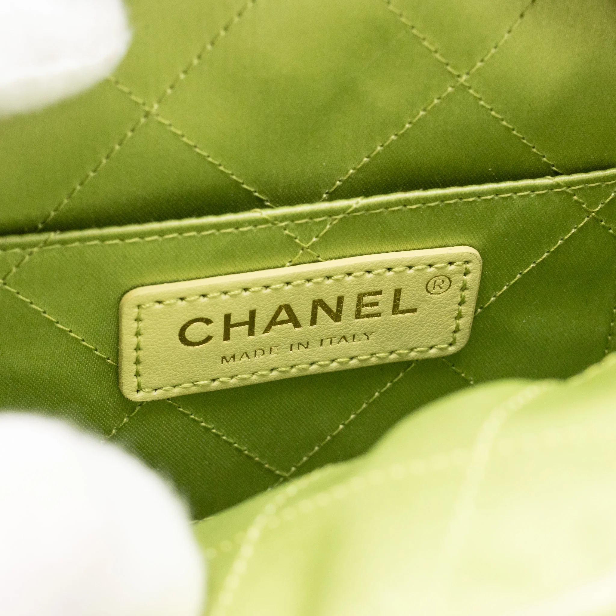 Chanel 20a Diamond Shape Crossbody Bag Quilted Lambskin Light Green GHW - Image 12