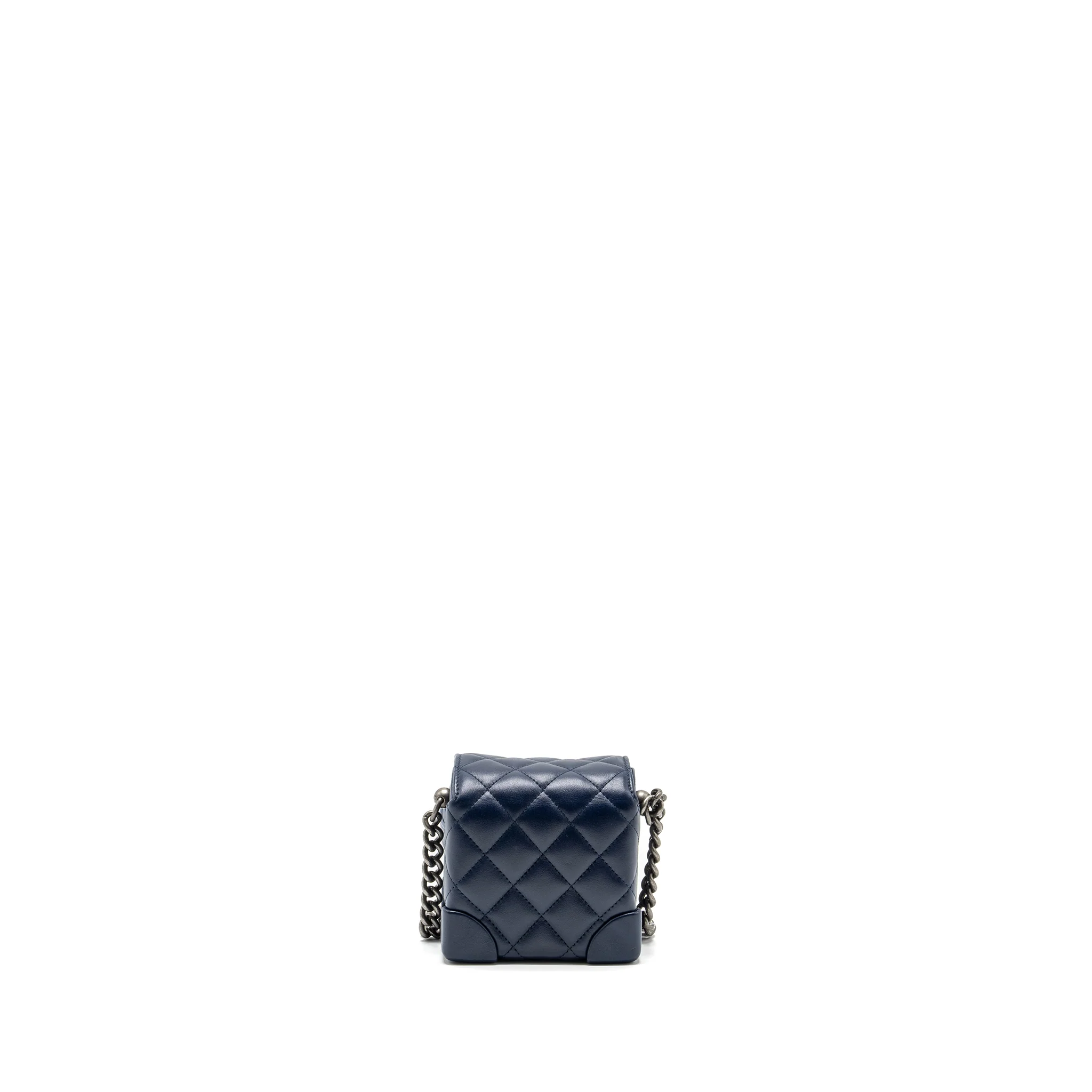Chanel 20C mini trunk Flap bag Calfskin Navy blue Ruthenium hardware - Image 2