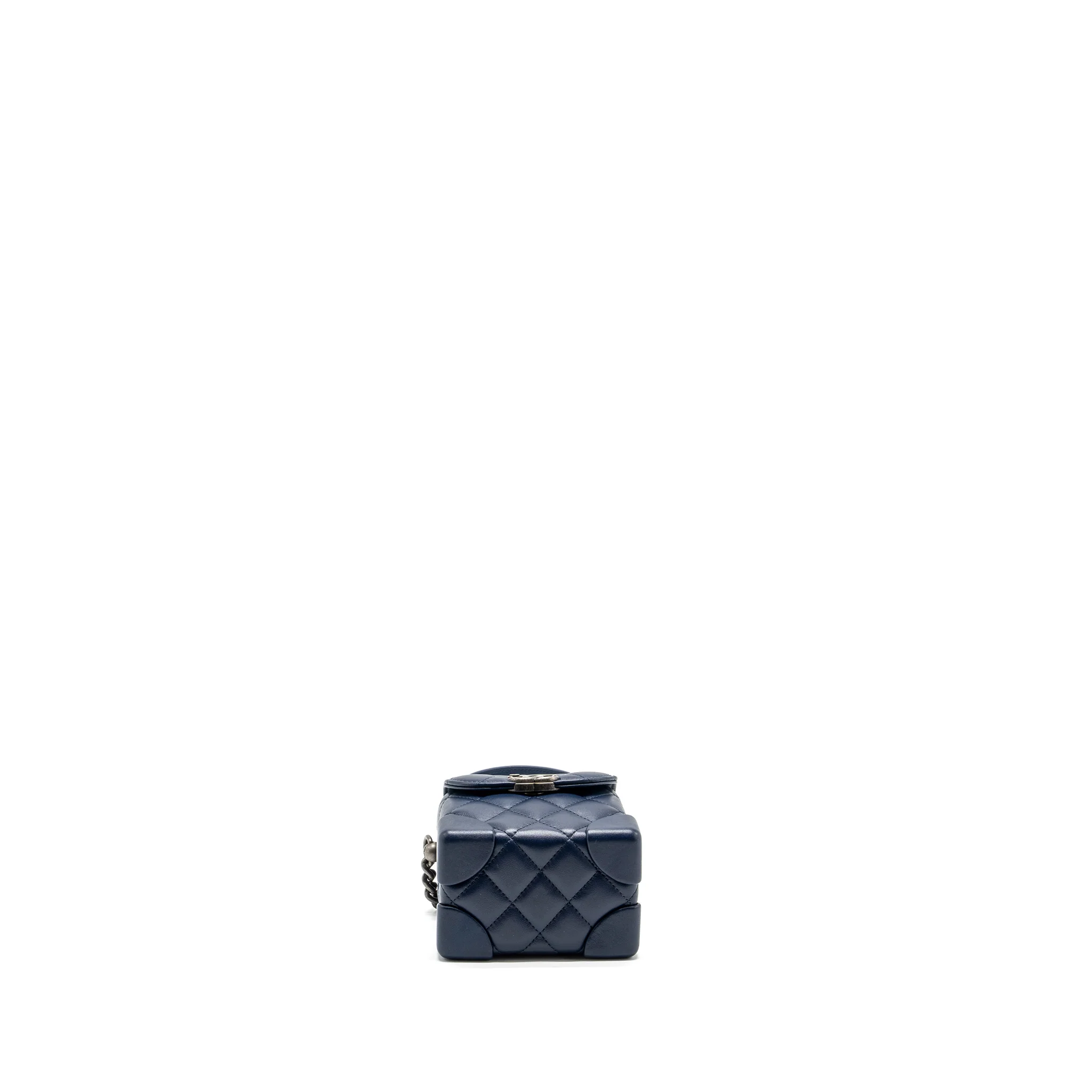 Chanel 20C mini trunk Flap bag Calfskin Navy blue Ruthenium hardware - Image 5