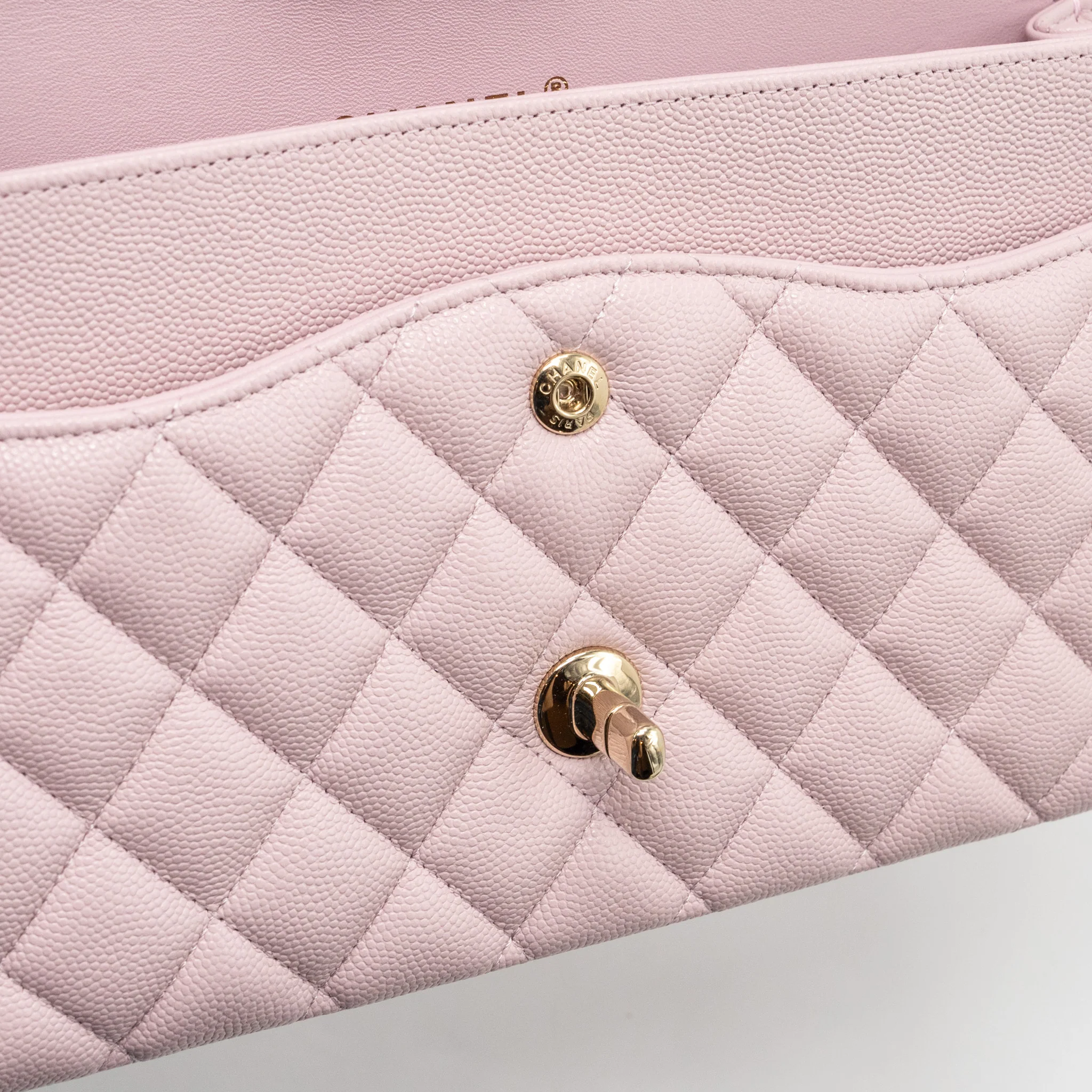 Chanel 21S medium classic double flap bag caviar light pink LGWH - Image 11