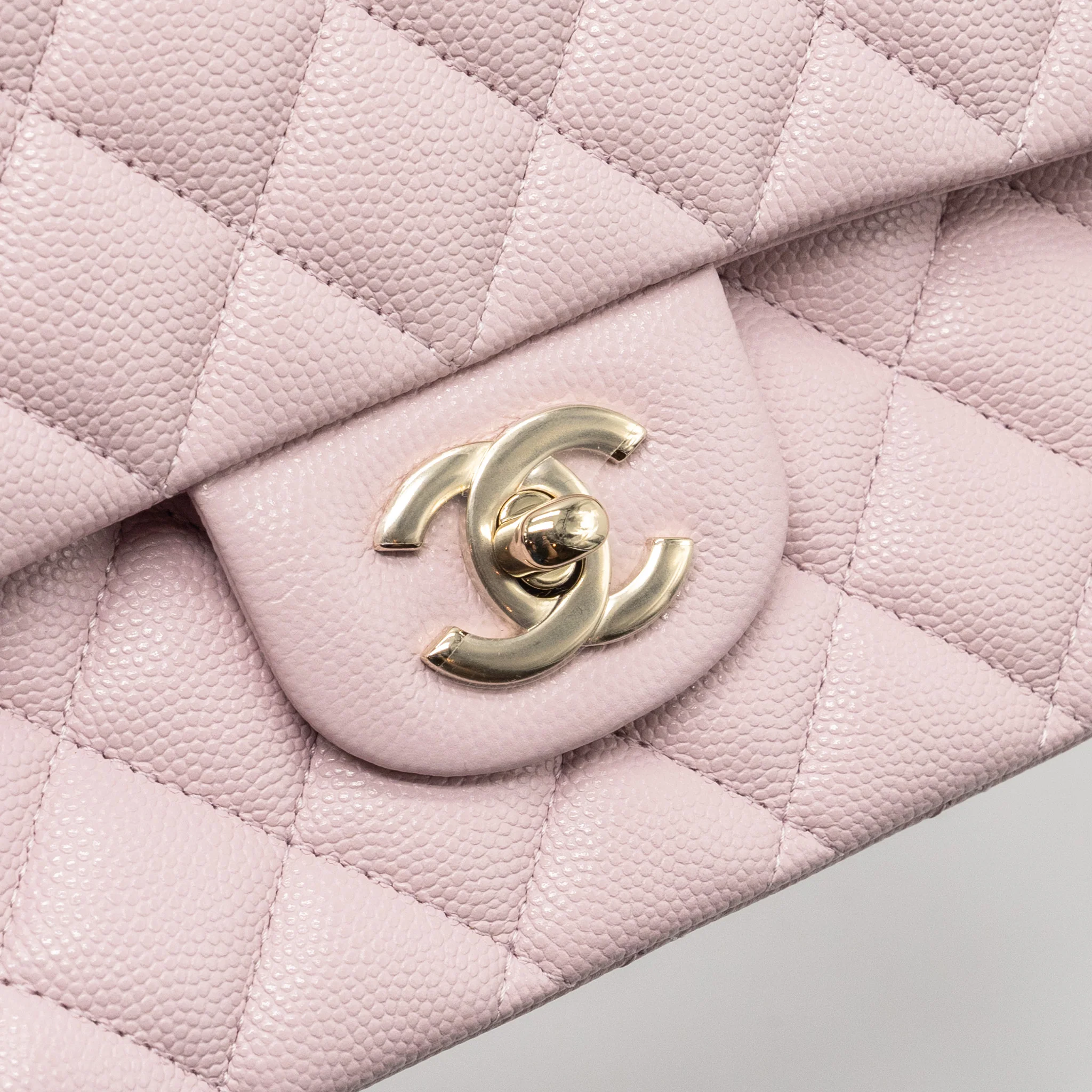 Chanel 21S medium classic double flap bag caviar light pink LGWH - Image 14