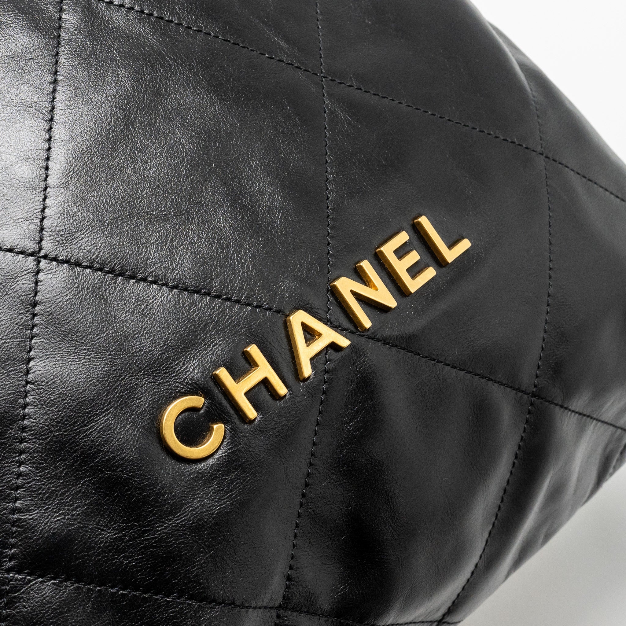 Chanel Large 22 Backpack Gold Letter Logo Shiny Calfskin Black GHW(microchip) - Image 12