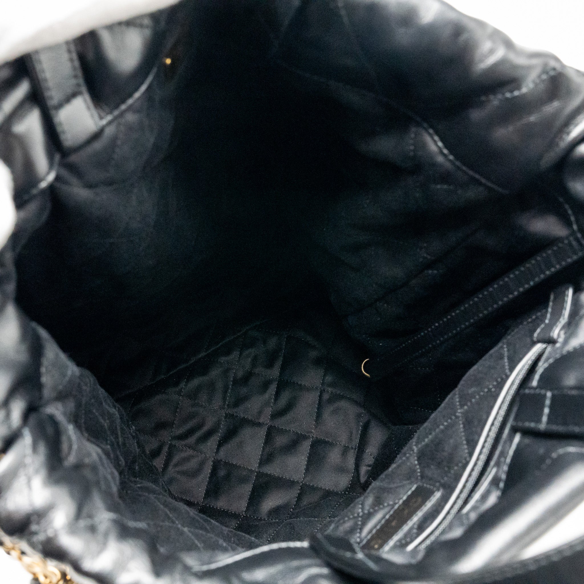 Chanel Large 22 Backpack Gold Letter Logo Shiny Calfskin Black GHW(microchip) - Image 14