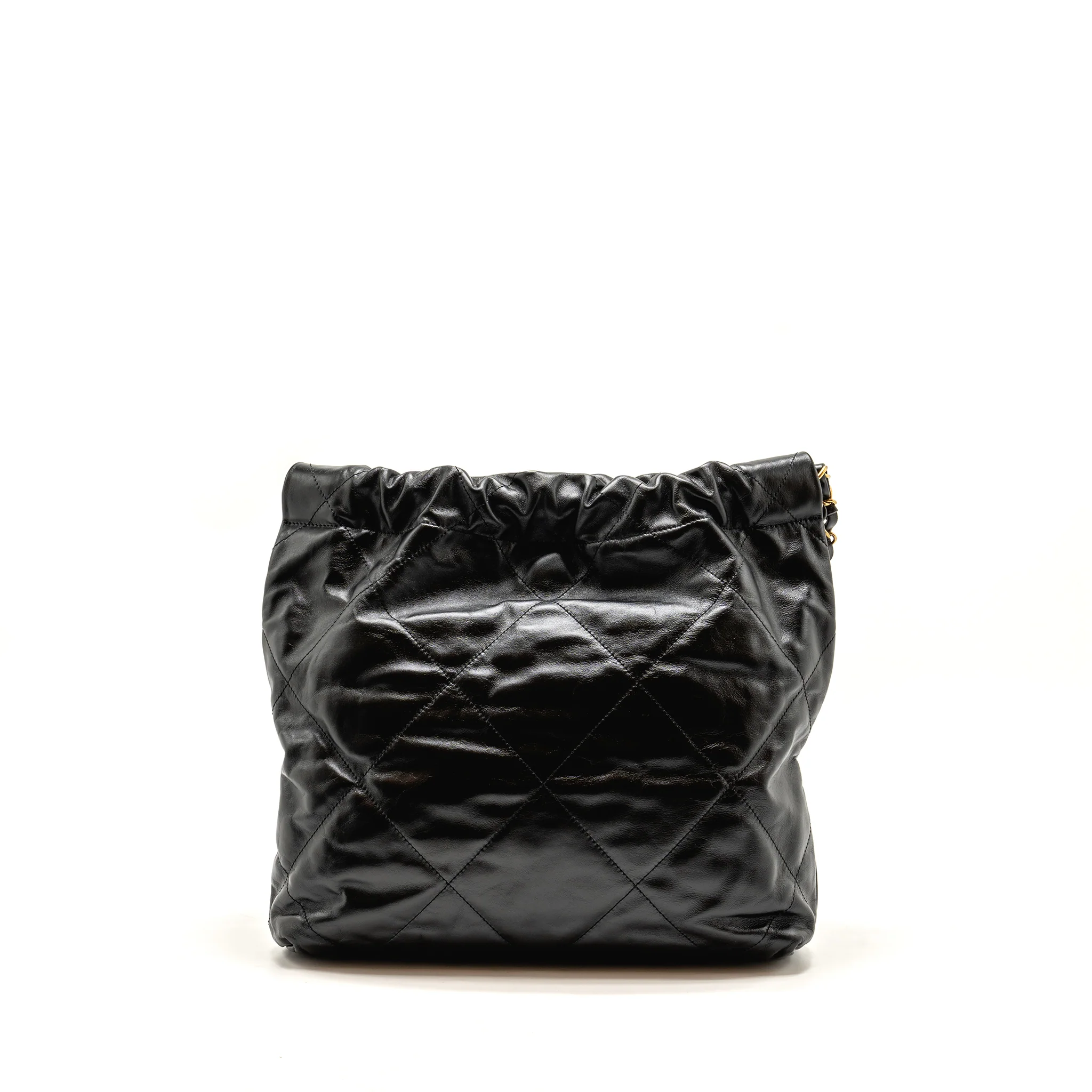 Chanel Small 22 Bag gold letter calfskin black GHW (microchip) - Image 2