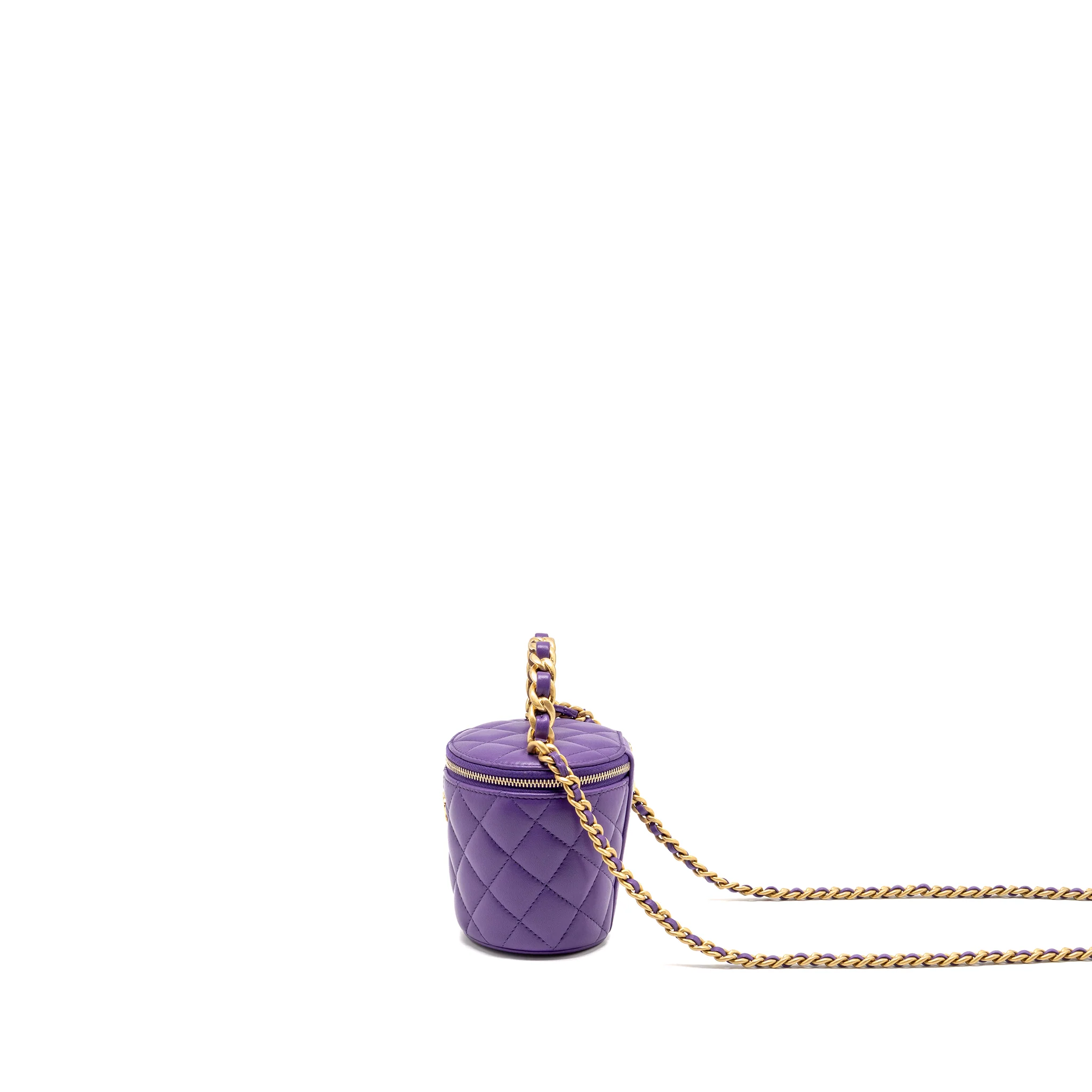 Chanel 22A Vanity with Chain Lambskin Purple GHW (Microchip) - Image 4