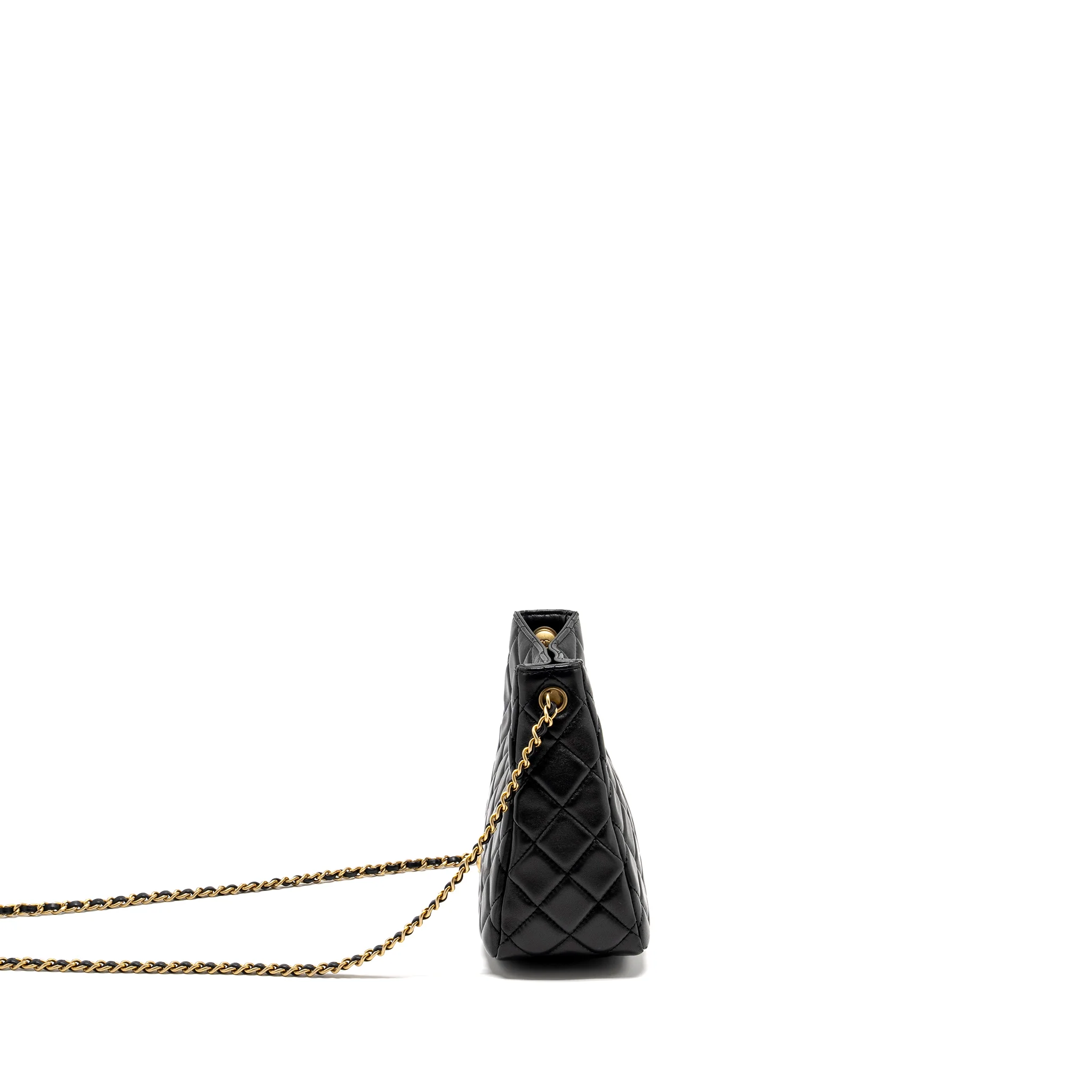 Chanel 22B Pearl Crush Hobo Bag Lambskin BLACK GHW (Microchip) - Image 3