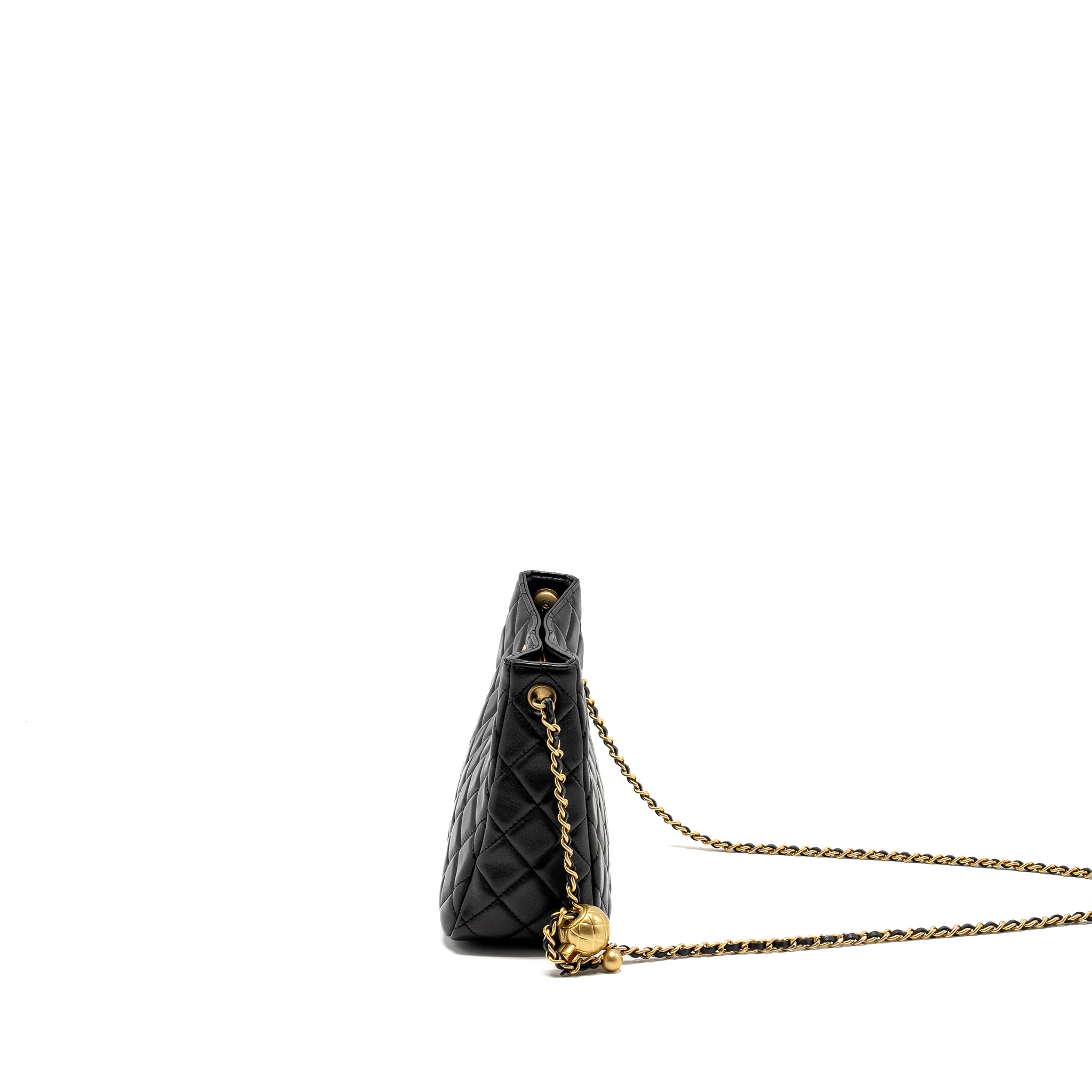 Chanel 22B Pearl Crush Hobo Bag Lambskin BLACK GHW (Microchip) - Image 4