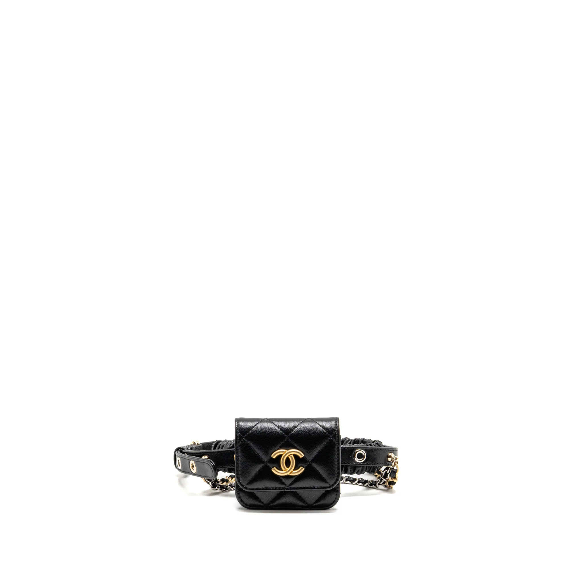 Chanel 22C AirPods Case Lambskin Black Multicolour Hardware