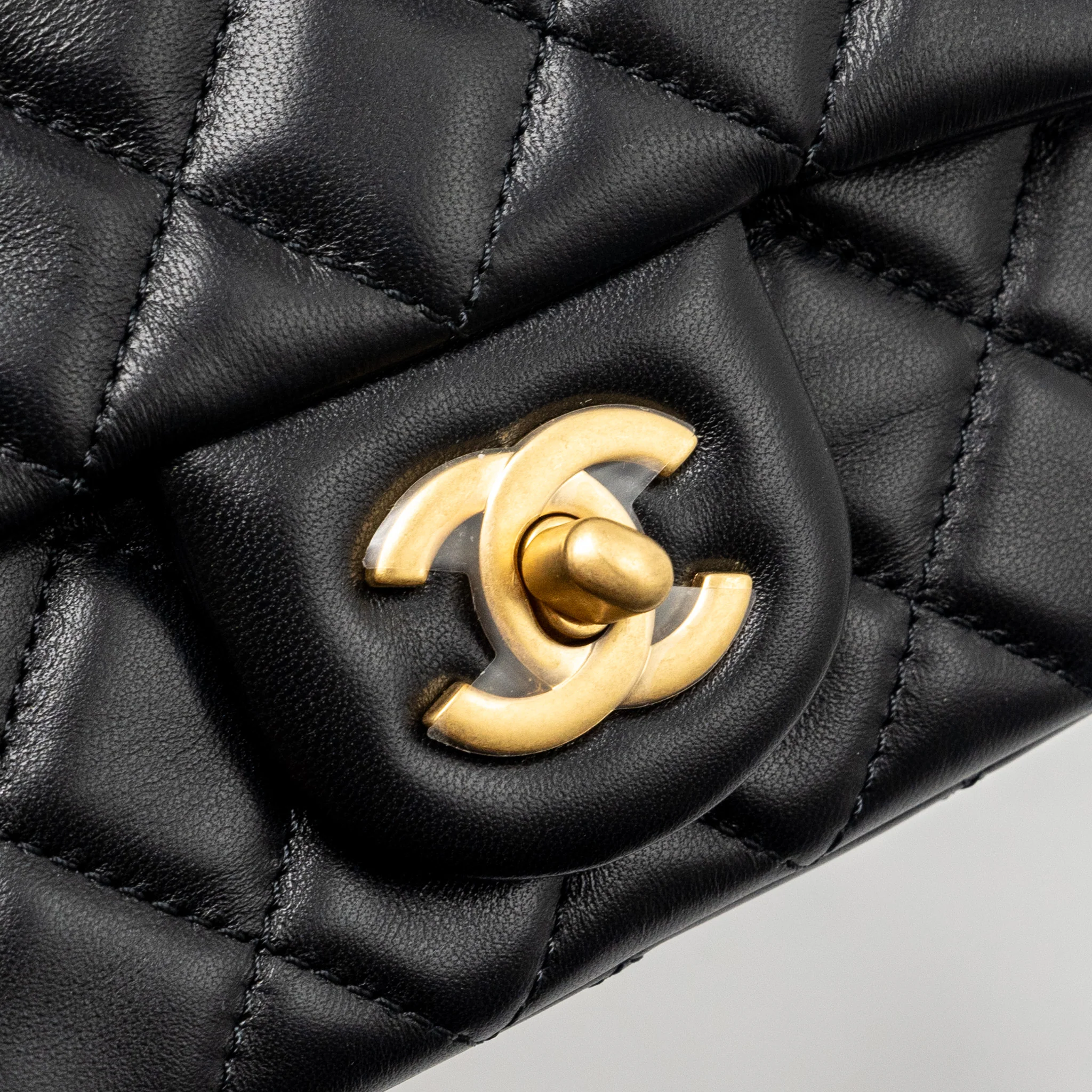 Chanel pearl crush mini square flap bag lambskin black GHW (microchip) - Image 13