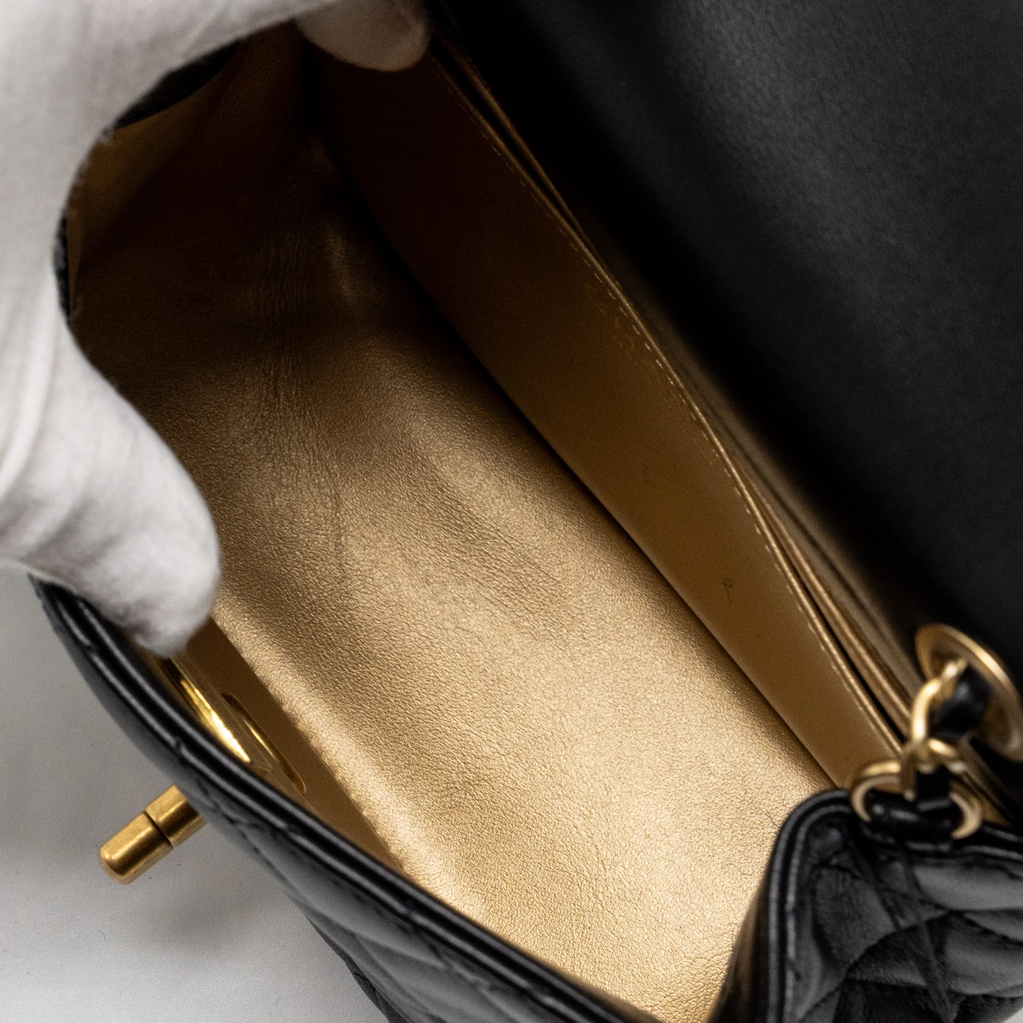 Chanel pearl crush mini square flap bag lambskin black GHW (microchip) - Image 17