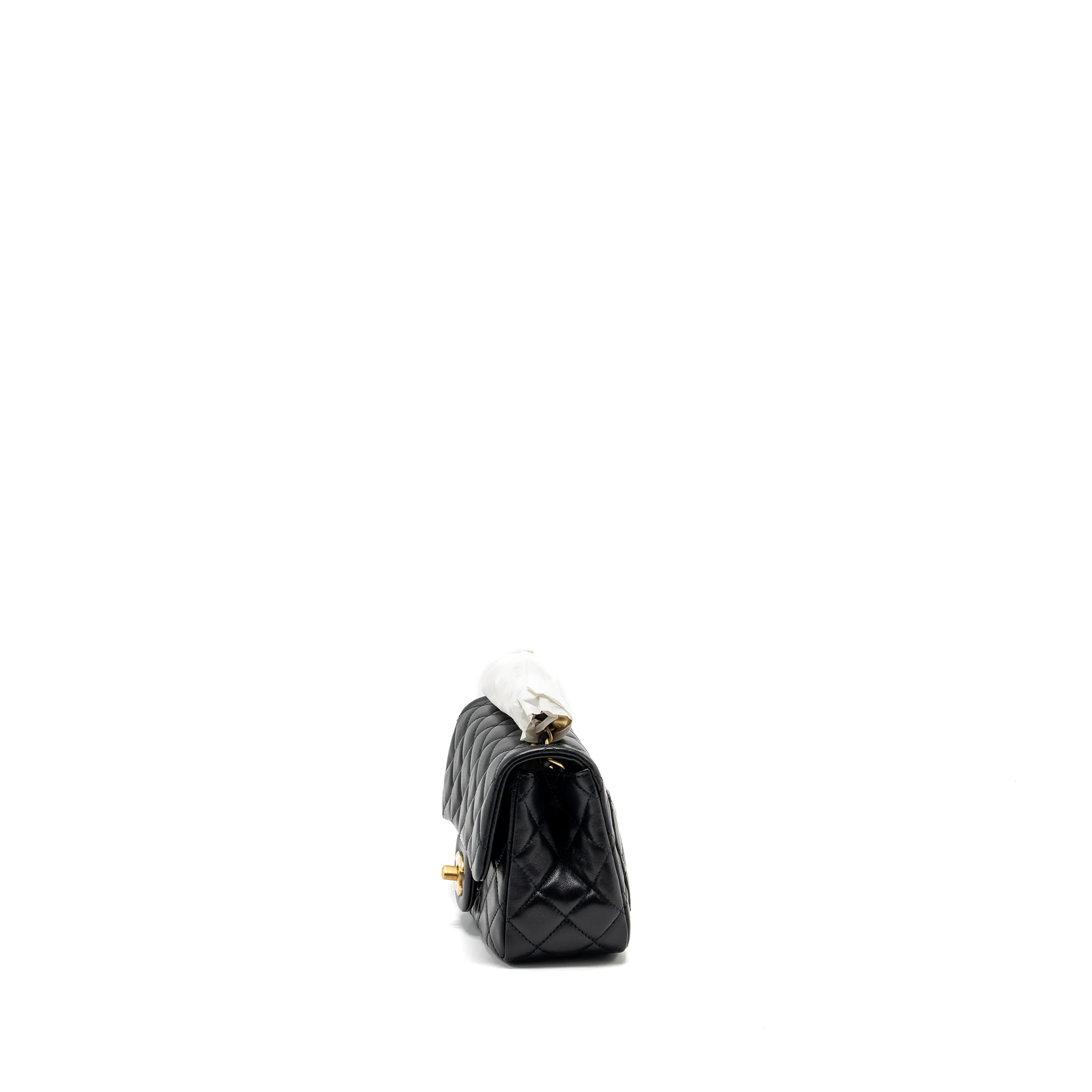 Chanel pearl crush mini square flap bag lambskin black GHW (microchip) - Image 5