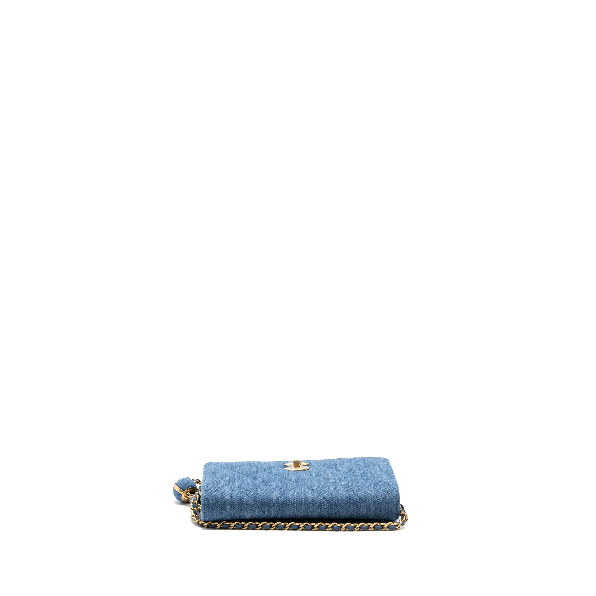 Chanel 22C Pearl Crush wallet on chain Denim blue GHW (microchip) - Image 5