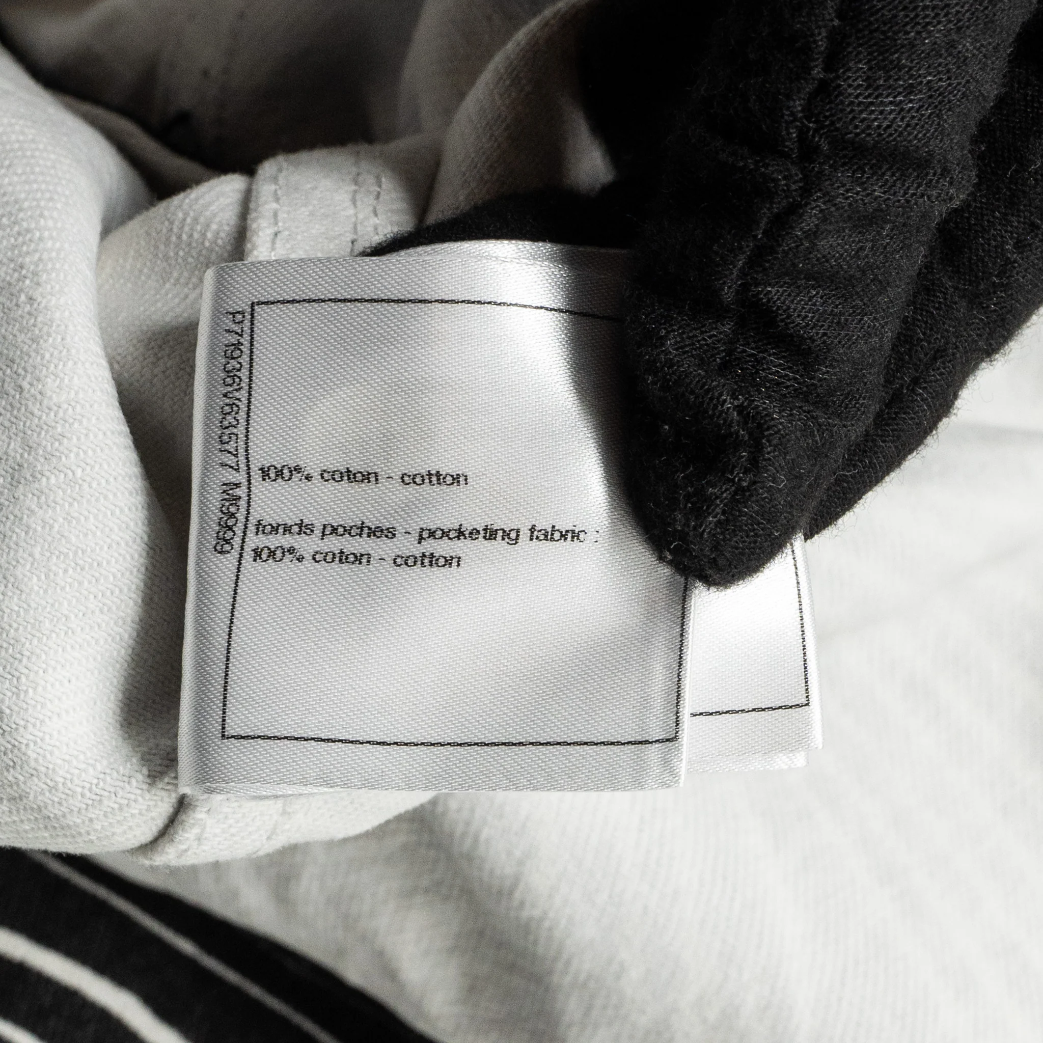 Chanel 22C Size 34 Graphic Print Denim Jacket Cotton Black/ White - Image 8