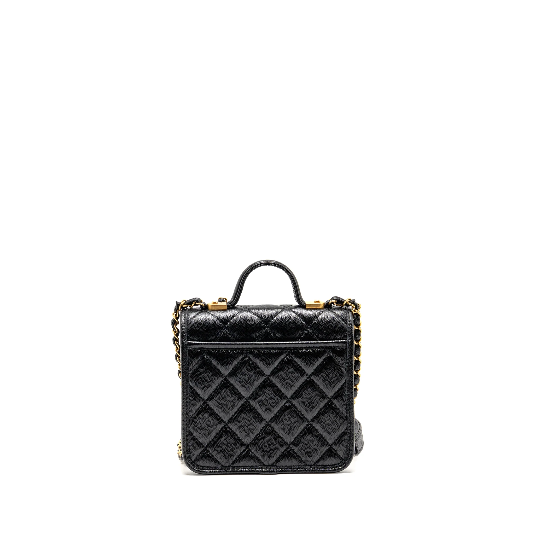 Chanel 22K Mini Flap Bag with Top Handle Caviar Black GHW (Microchip) - Image 2