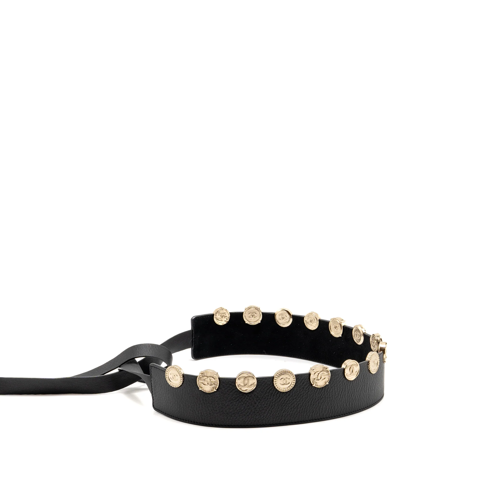 Chanel 22p Round Metal CC Logo Belt Lambskin Black GHW - Image 3