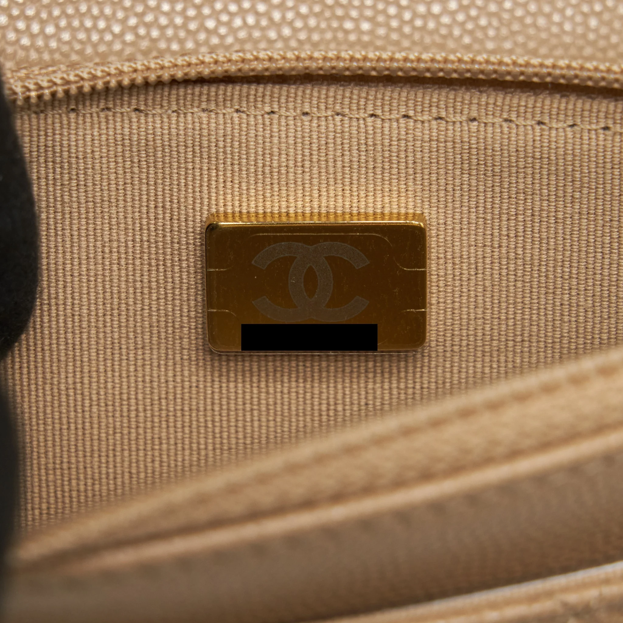 Chanel 22S detailed Logo Wallet on chain Caviar Dark beige with LGHW (microchip) - Image 11