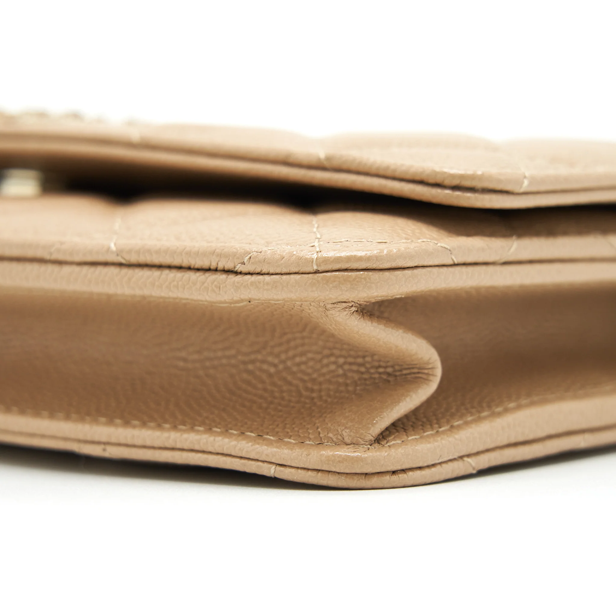 Chanel 22S detailed Logo Wallet on chain Caviar Dark beige with LGHW (microchip) - Image 6