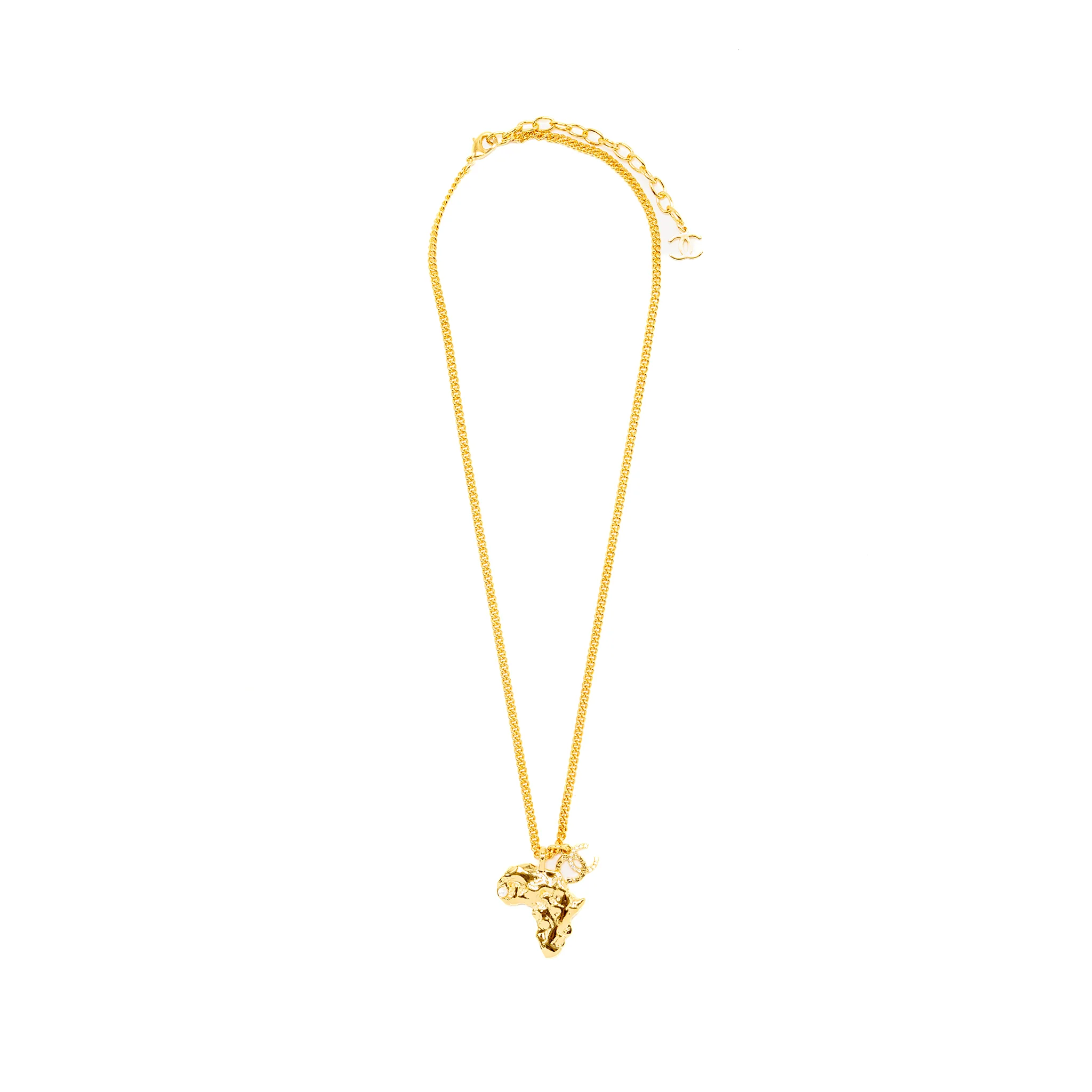 Chanel 23a Africa Map Necklace Faux Pearl/Strass Gold Tone - Image 3