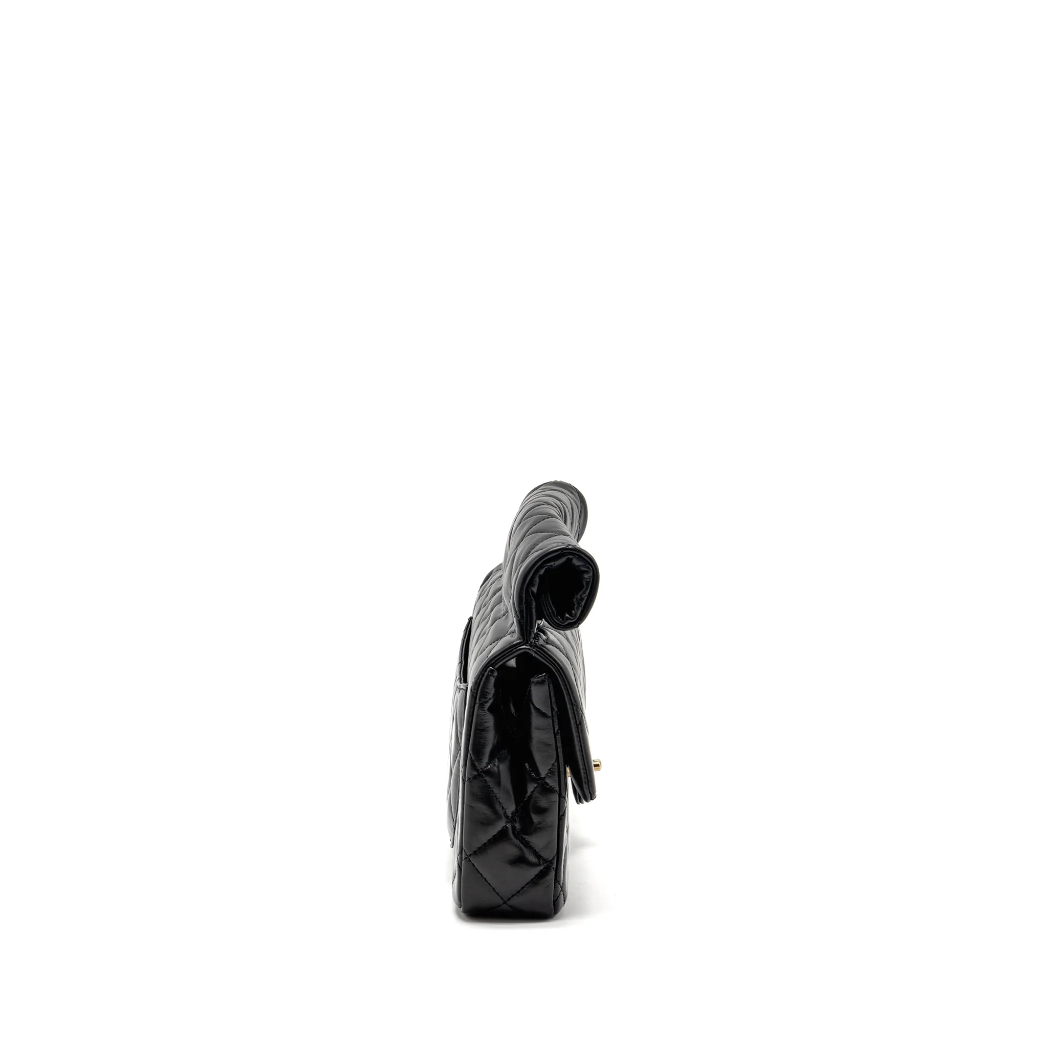 Chanel 23A Classic Flap Clutch Shiny Calfskin Black GHW (microchip) - Image 3